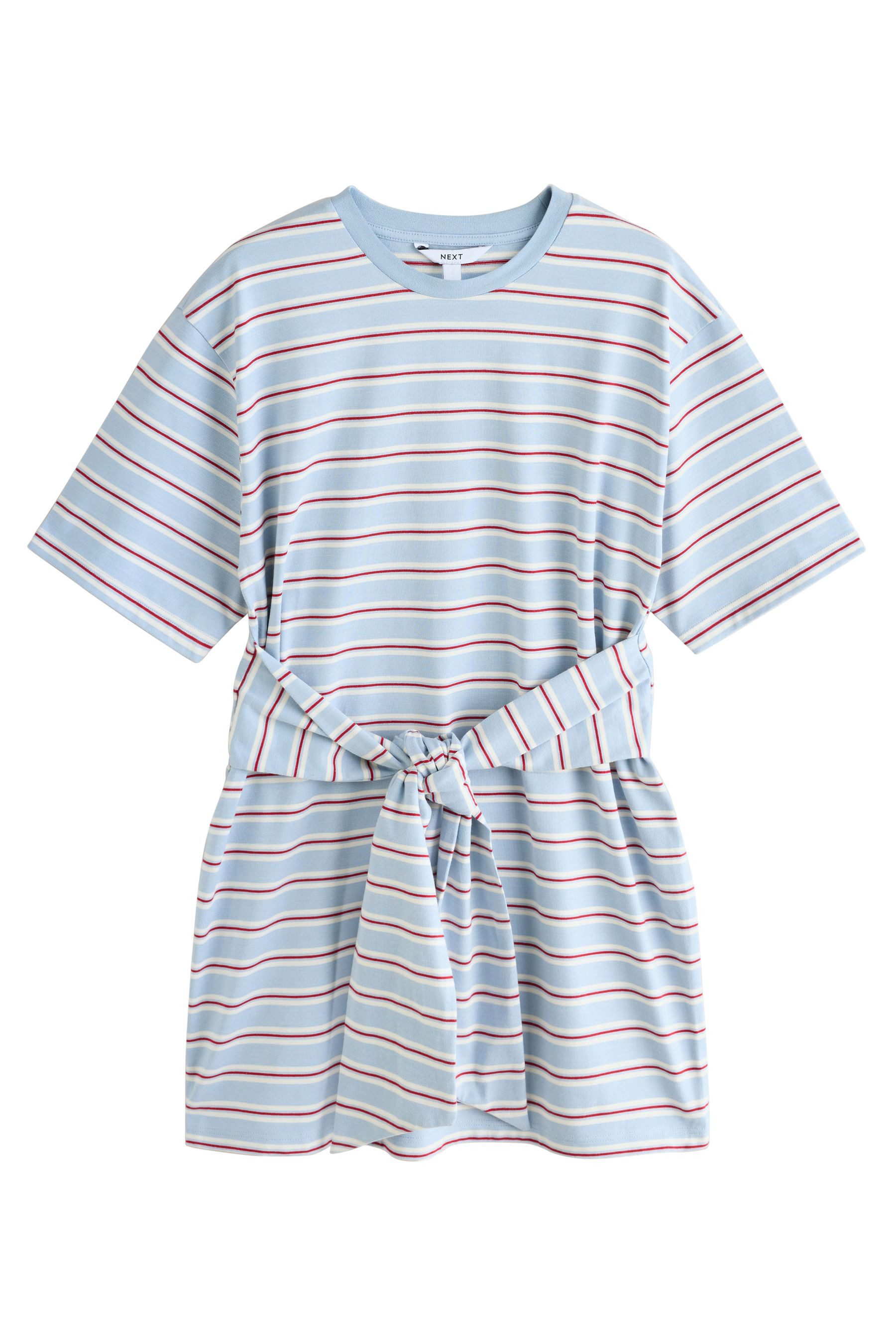 Shirtkleid Jersey-Minikleid mit Bindegürtel aus Baumwolle