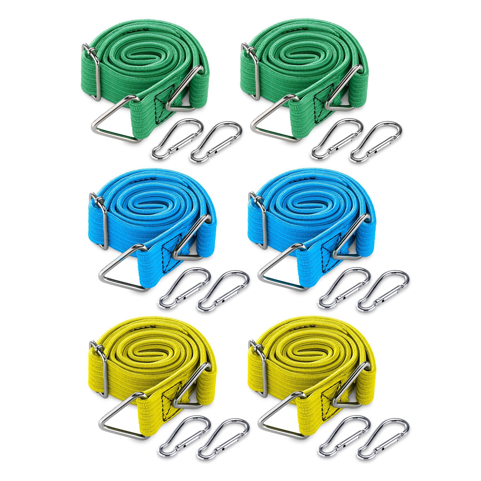 Spanngurt Flache Spanngurte mit Karabinerhaken - 6x einstellbar 30-203cm