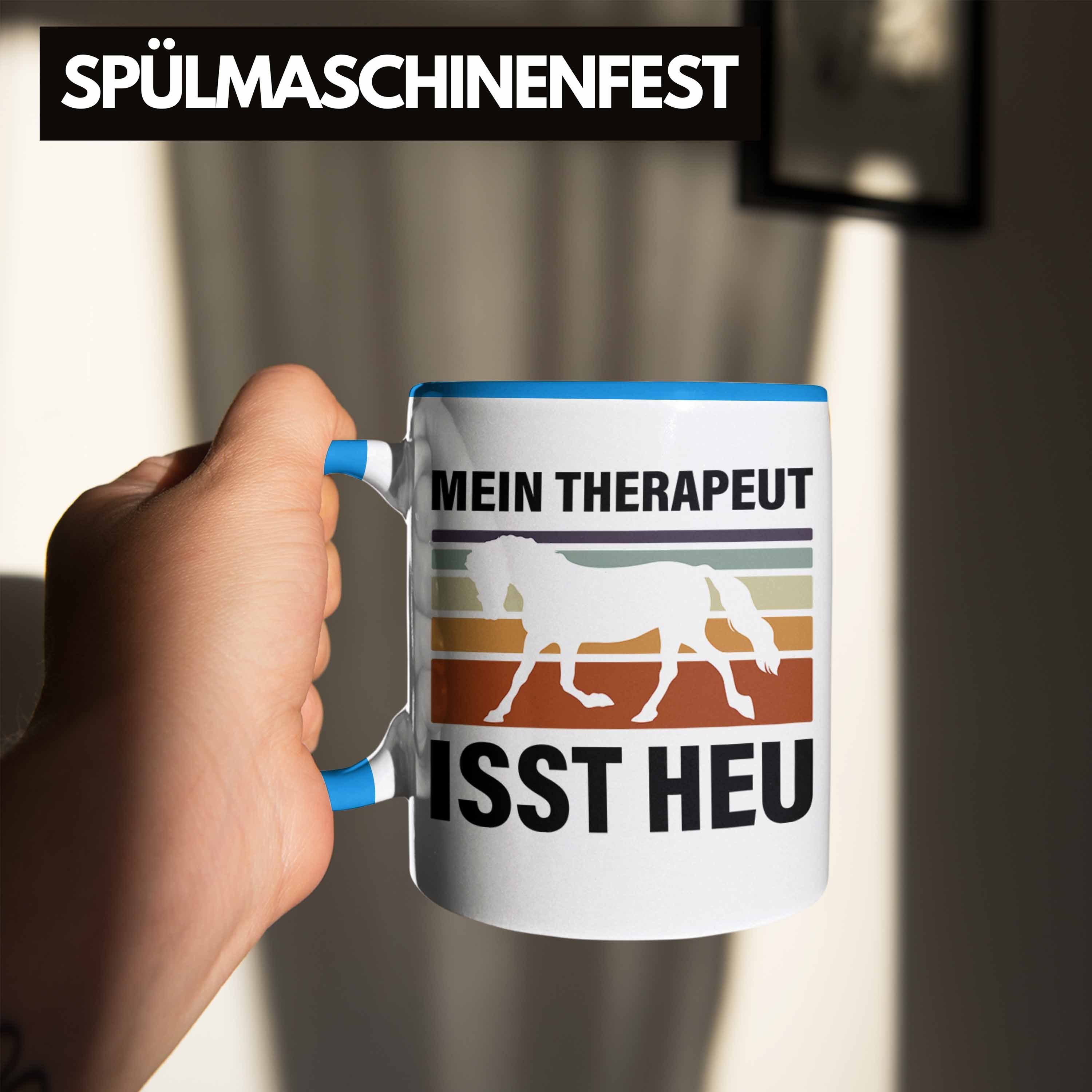 Geschenke Tasse Blau Pferde Therapeut Tasse Trendation Geschenk Mädchen Isst Heu Pferdeliebhaber Lustig Pferde Reiterin Trendation Mein -