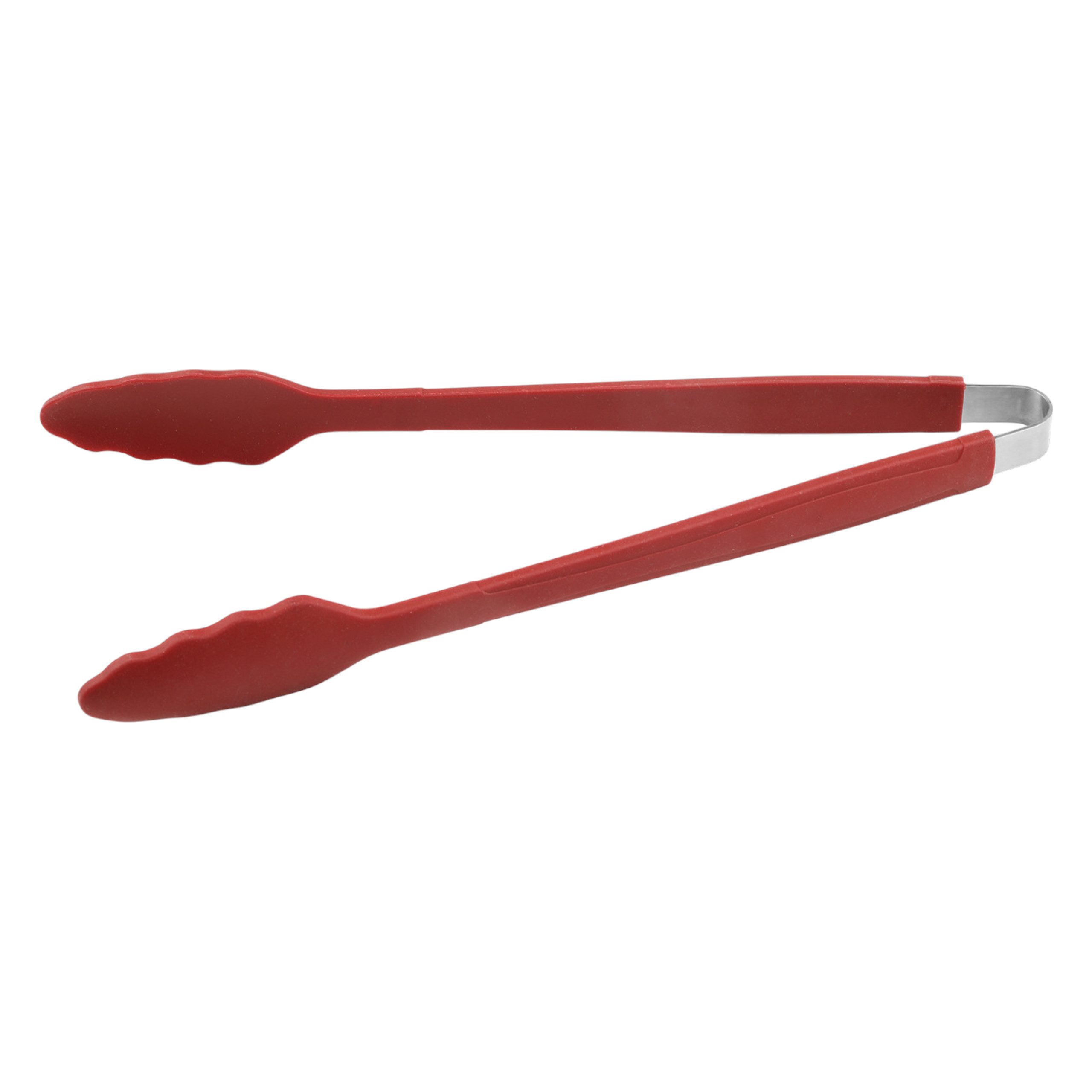 Grill-Welten Grillzange Grill Welten Grillzange 33 cm Silikon Edelstahl BBQ Küchenzange Rot