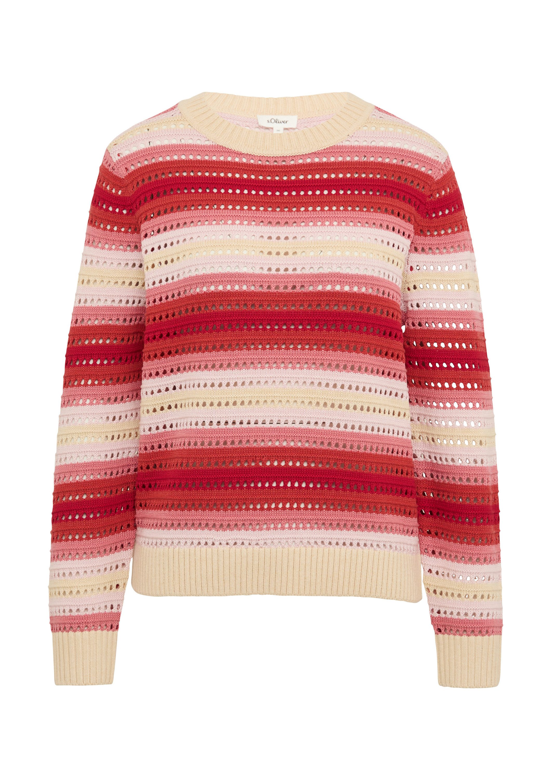 s.Oliver Longpullover Strickpullover Ajour-Pullover aus Baumwollmix günstig online kaufen