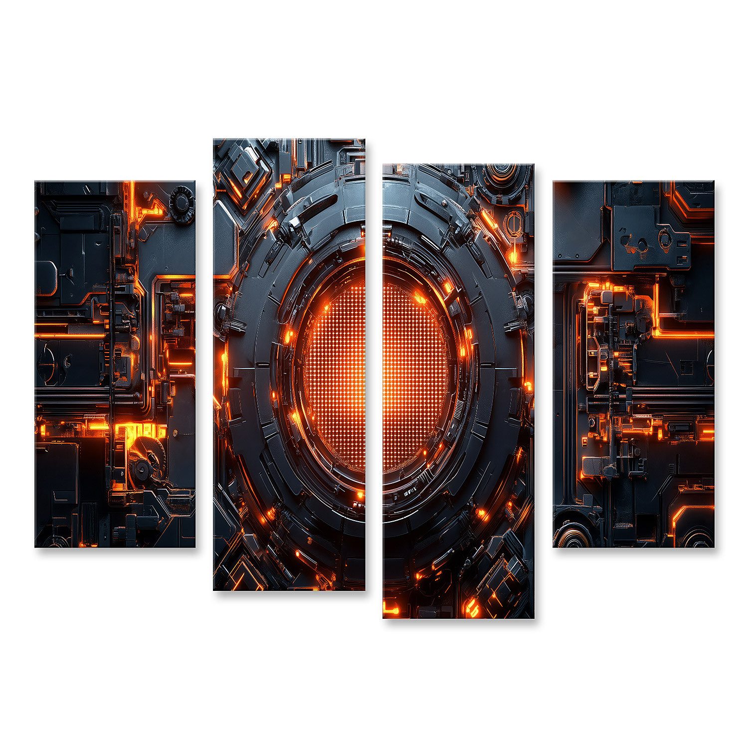 islandburner Leinwandbild Futuristisches Tech-Interface mit leuchtenden Orange-Details für Tech