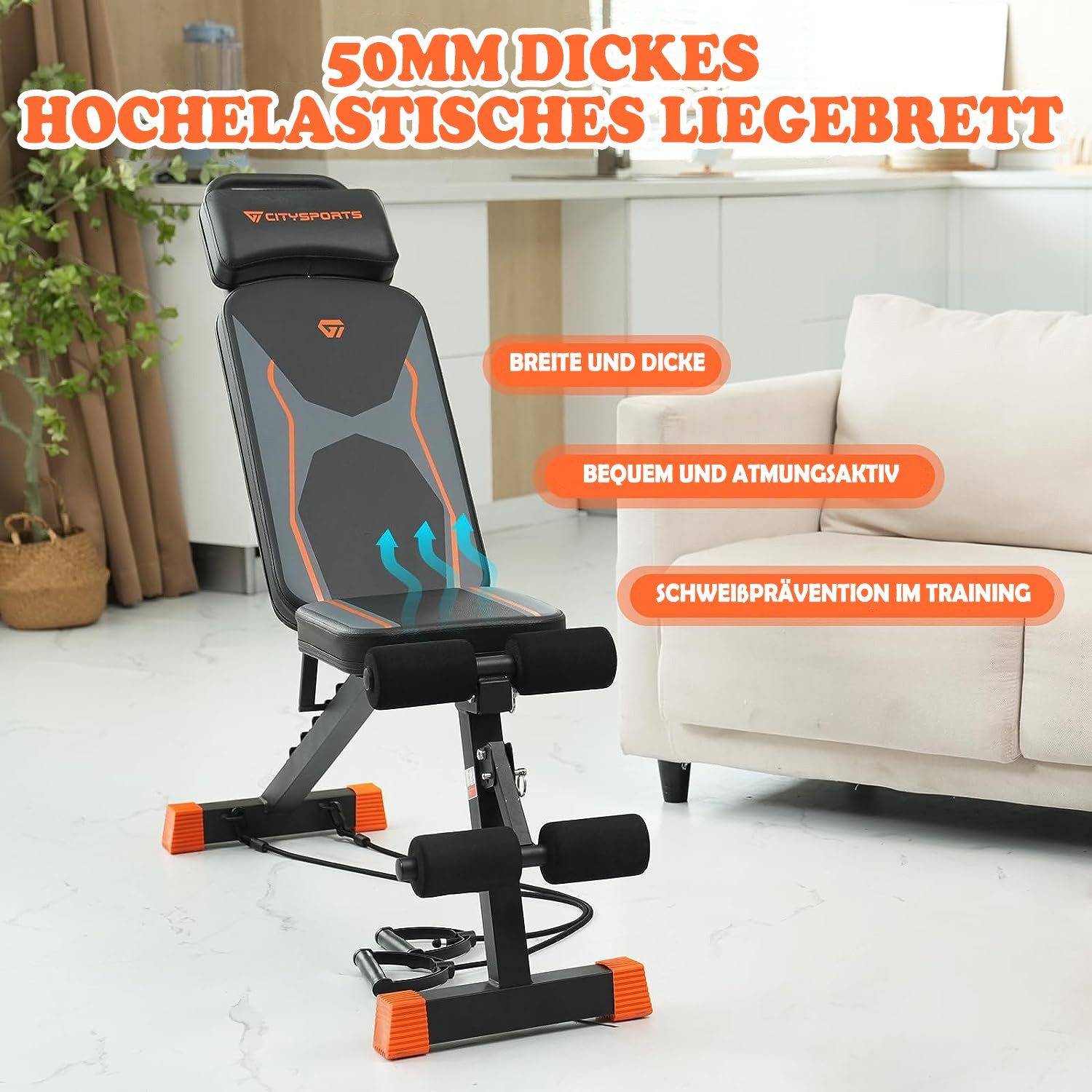 CITYSPORTS Hantelbank, Hantelbänke klappbare,Schrägbank mit Verstellsystem