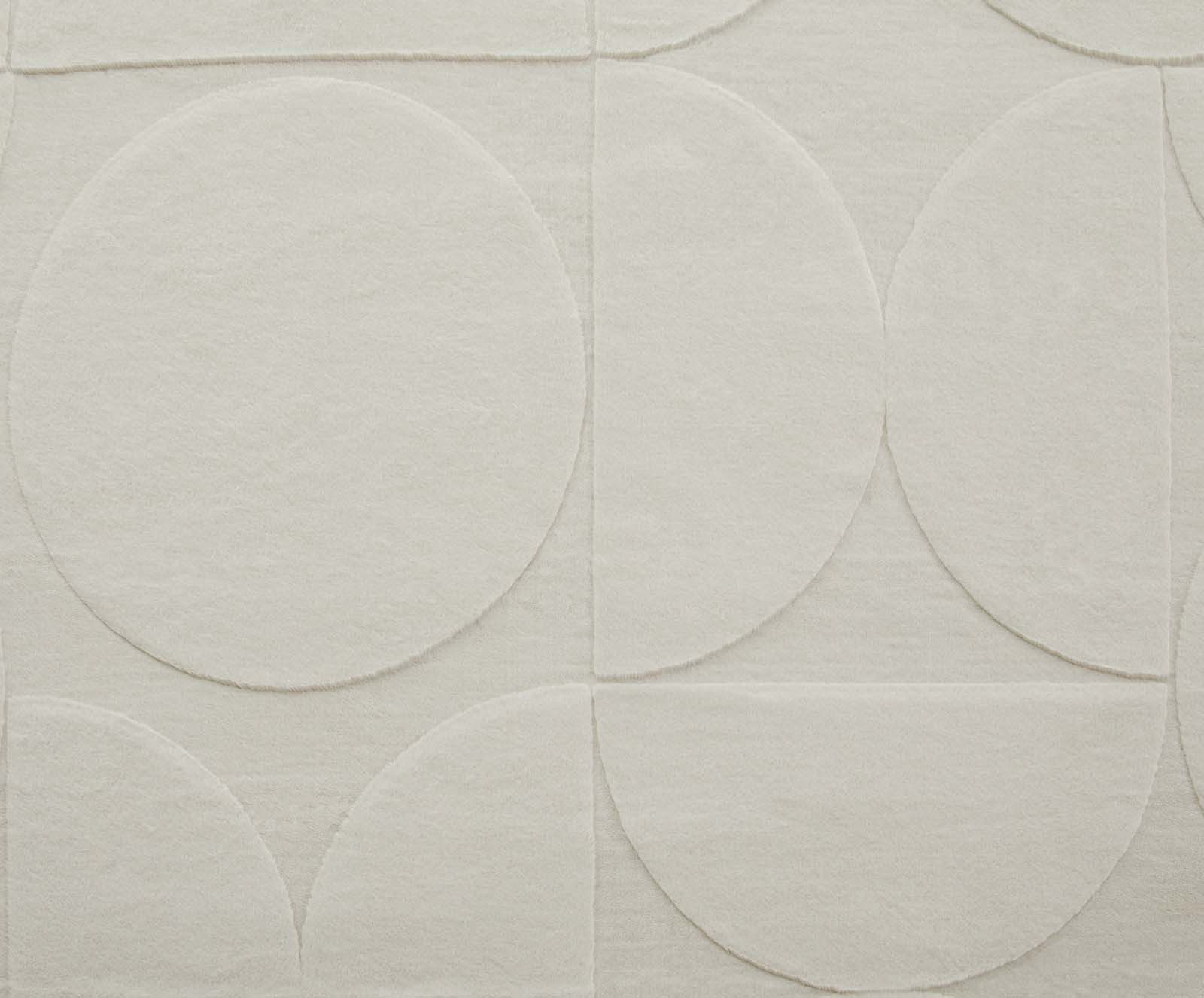 TaraCarpet Teppich Taipe-Rotatoria Hasenfell extra weich Hoch-Tief-Struktur, rechteckig, Höhe: 13 mm, Hasenfell Kreise creme Wohnzimmer Schlafzimmer Esszimmer 60X110