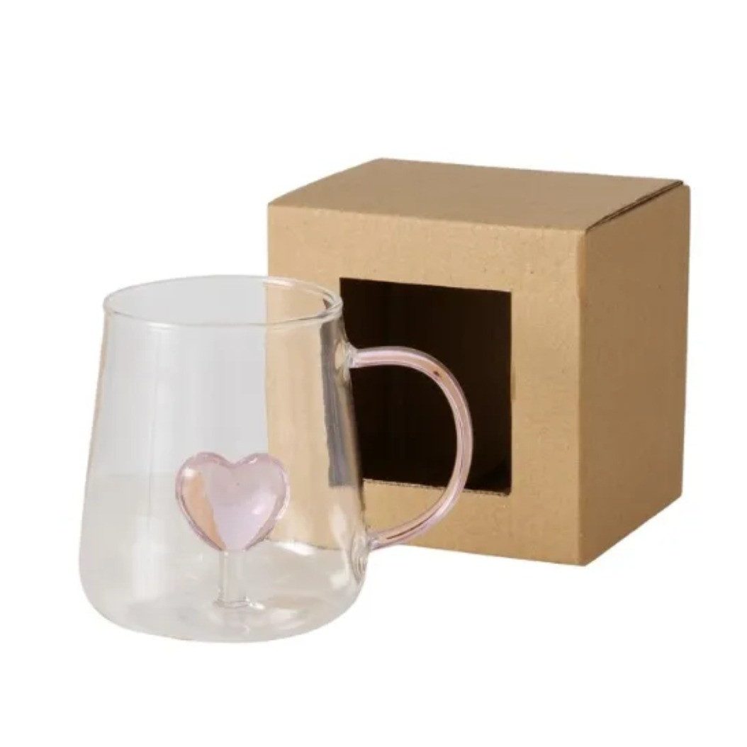 BOLTZE GRUPPE GmbH Tasse Trinkglas Herzfigur mit Henkel rosa