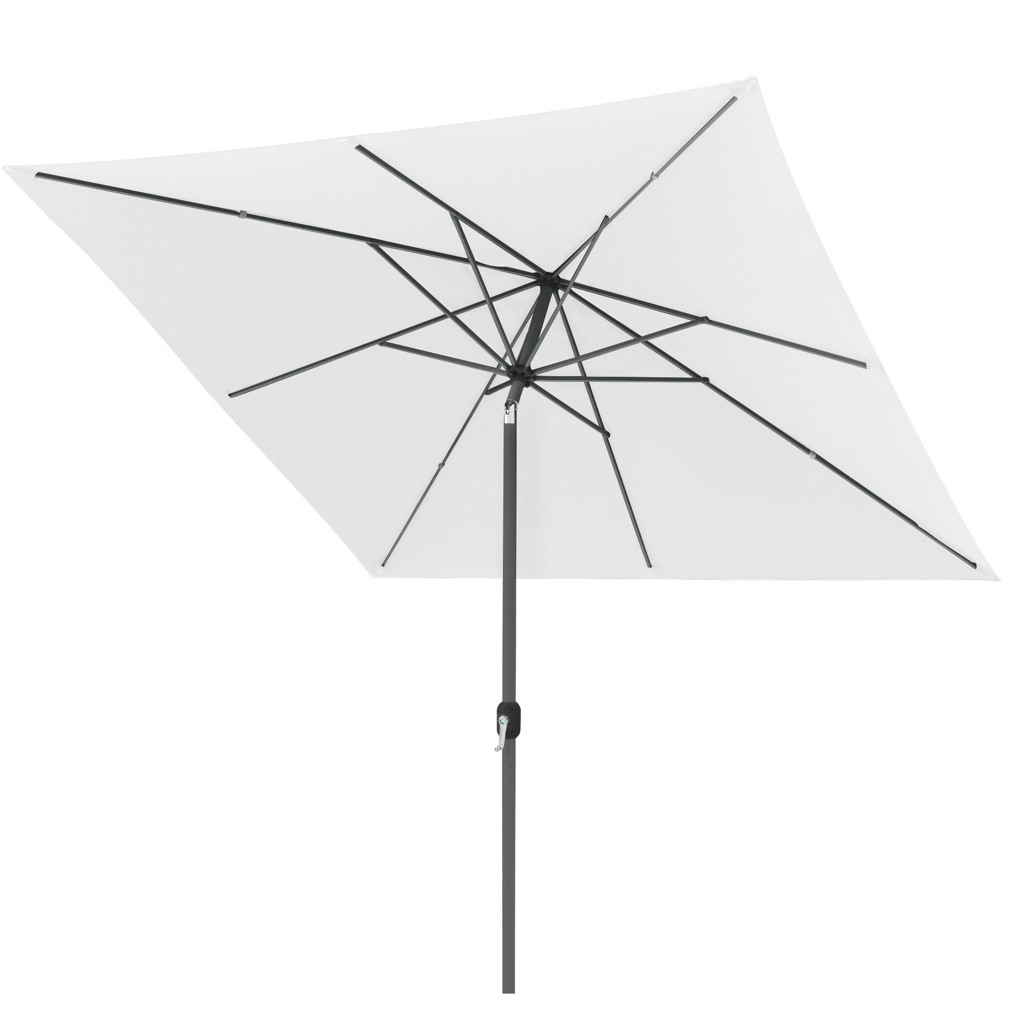 paramondo Sonnenschirm Sonnenschirm 3x3m quadratisch weiß Garten Kurbel Gestell anthrazit, LxB: 300x300 cm, Quadratische Form mit Knickfunktion & Kurbel
