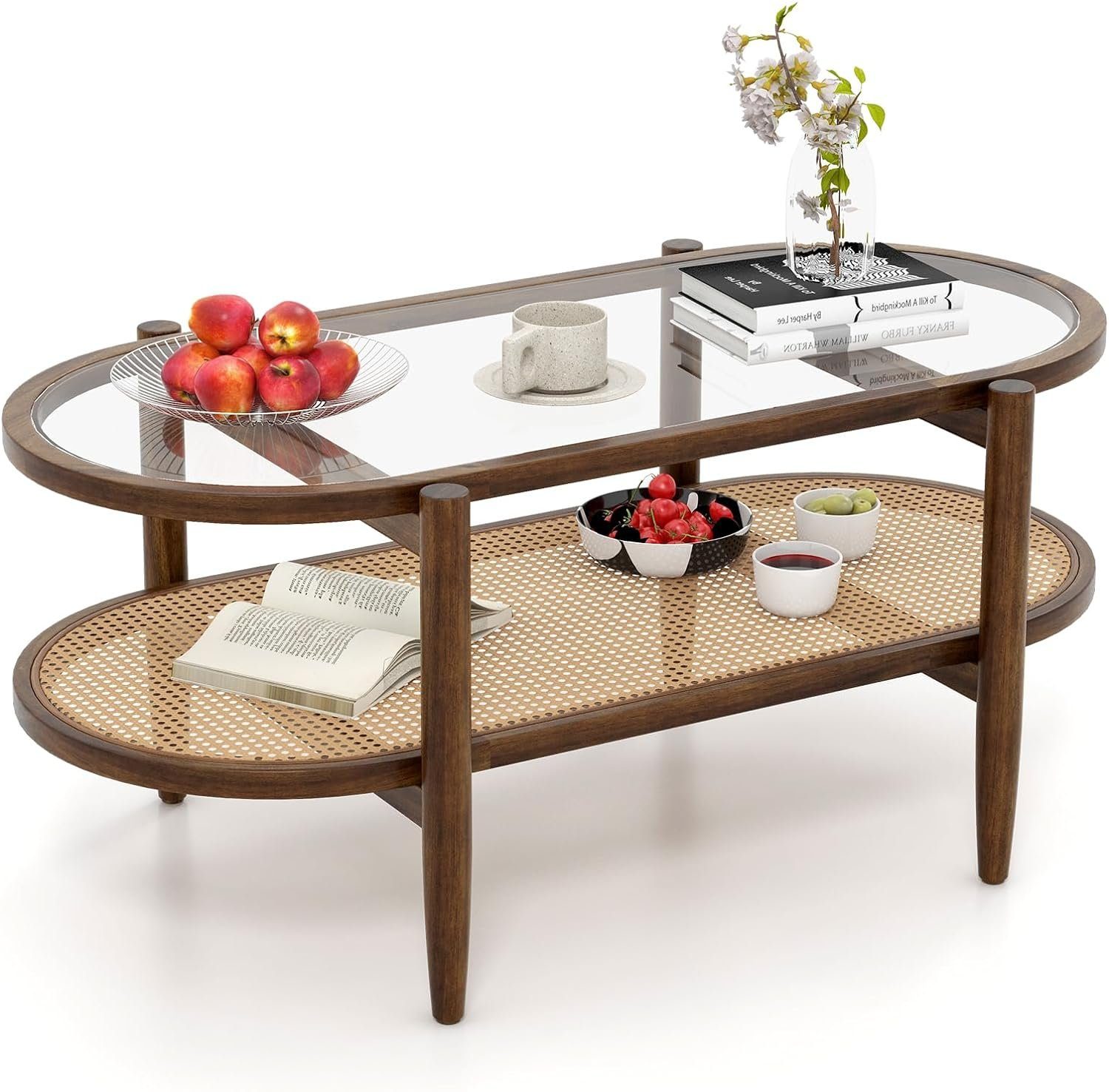 KOMFOTTEU Couchtisch Kaffeetisch, mit Glas-Tischplatte & günstig online kaufen