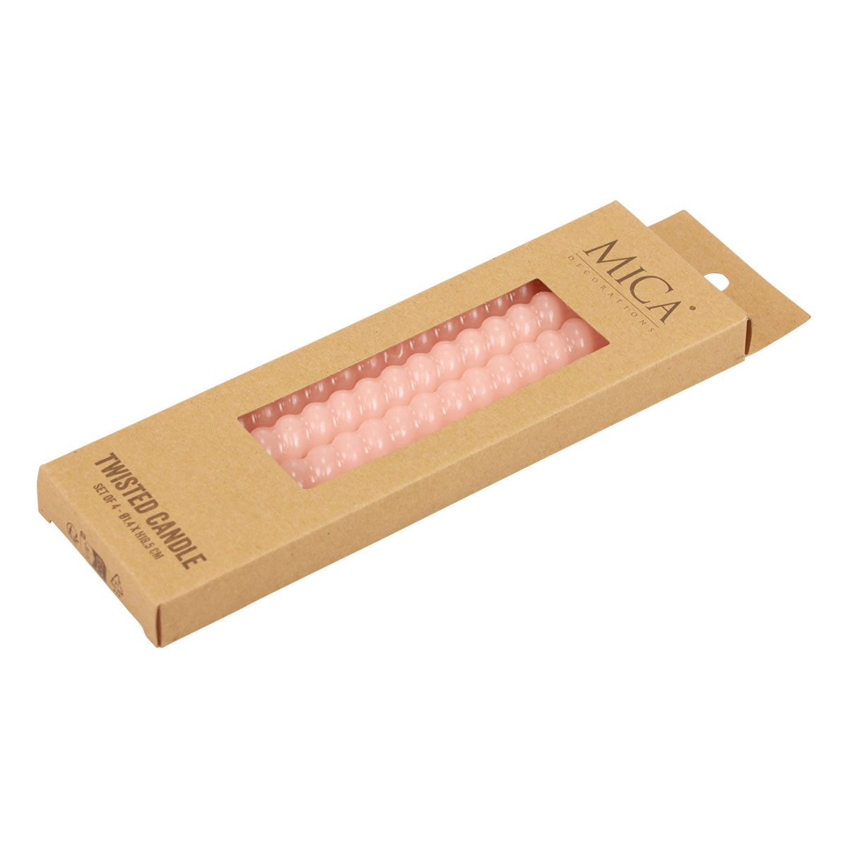 edelman Spitzkerze Gedrehte Spiralkerzen Hellrosa 18cm Stabkerzen Set 4 Stück Deko
