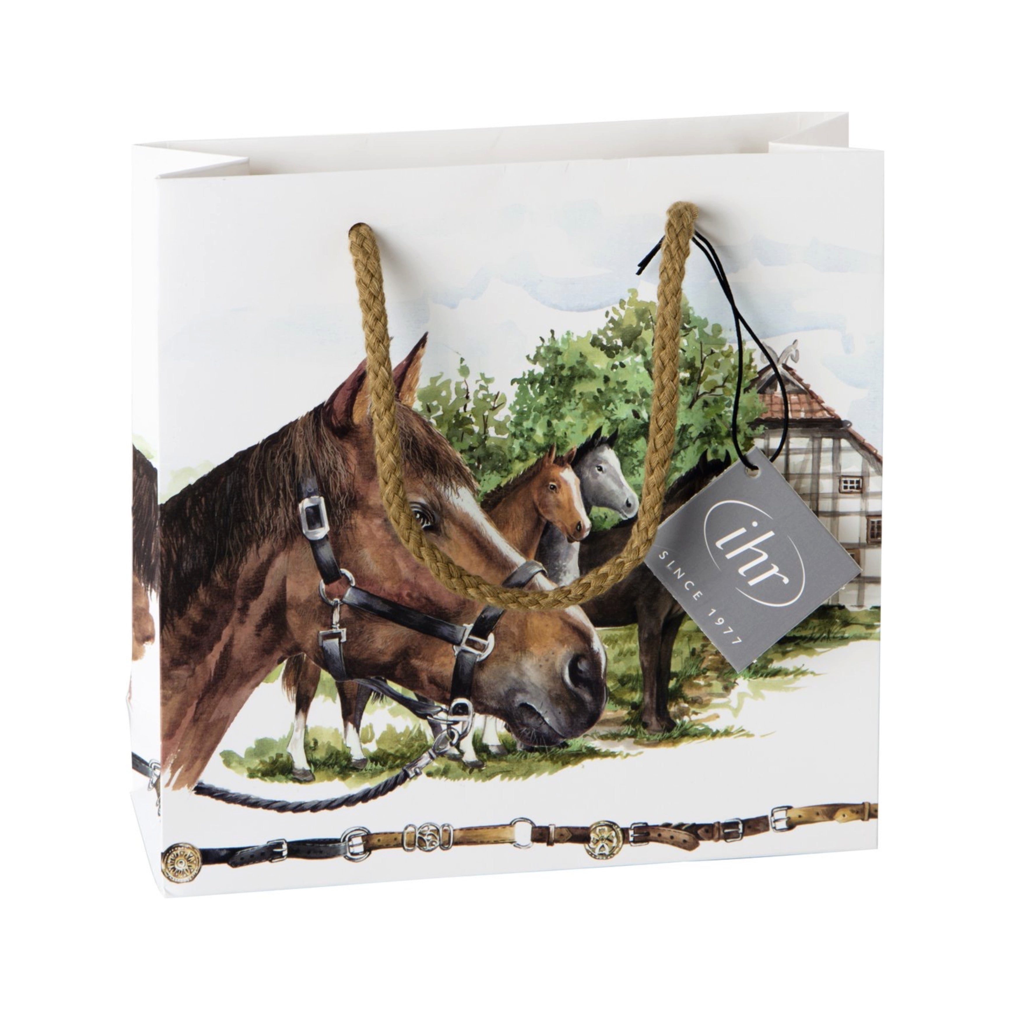 IHR Geschenkbox Geschenktasche 18x18 cm "Pferde" von ihr - Geschenkverpackung