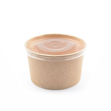 Einwegbecher 50 Stück Kraft Suppenschalen mit Deckel, 470 ml (16 OZ), braun, Soup To Go-Becher Container Suppenbecher Food-Cups Pappbecher