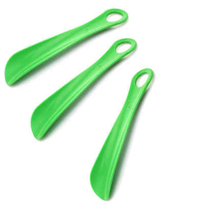 TelMo Schuhlöffel 3x Grün, Set Schuhlöffel Schuhanzieher aus Kunststoff mit Lochung