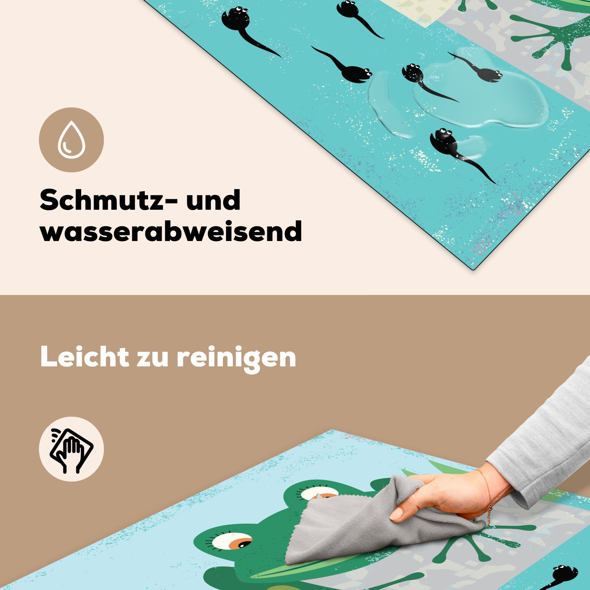 MuchoWow Herdblende-/Abdeckplatte 78x78 - Frösche Vinyl, Stein Wasser, Arbeitsplatte Ceranfeldabdeckung, cm, - (1 küche für tlg)