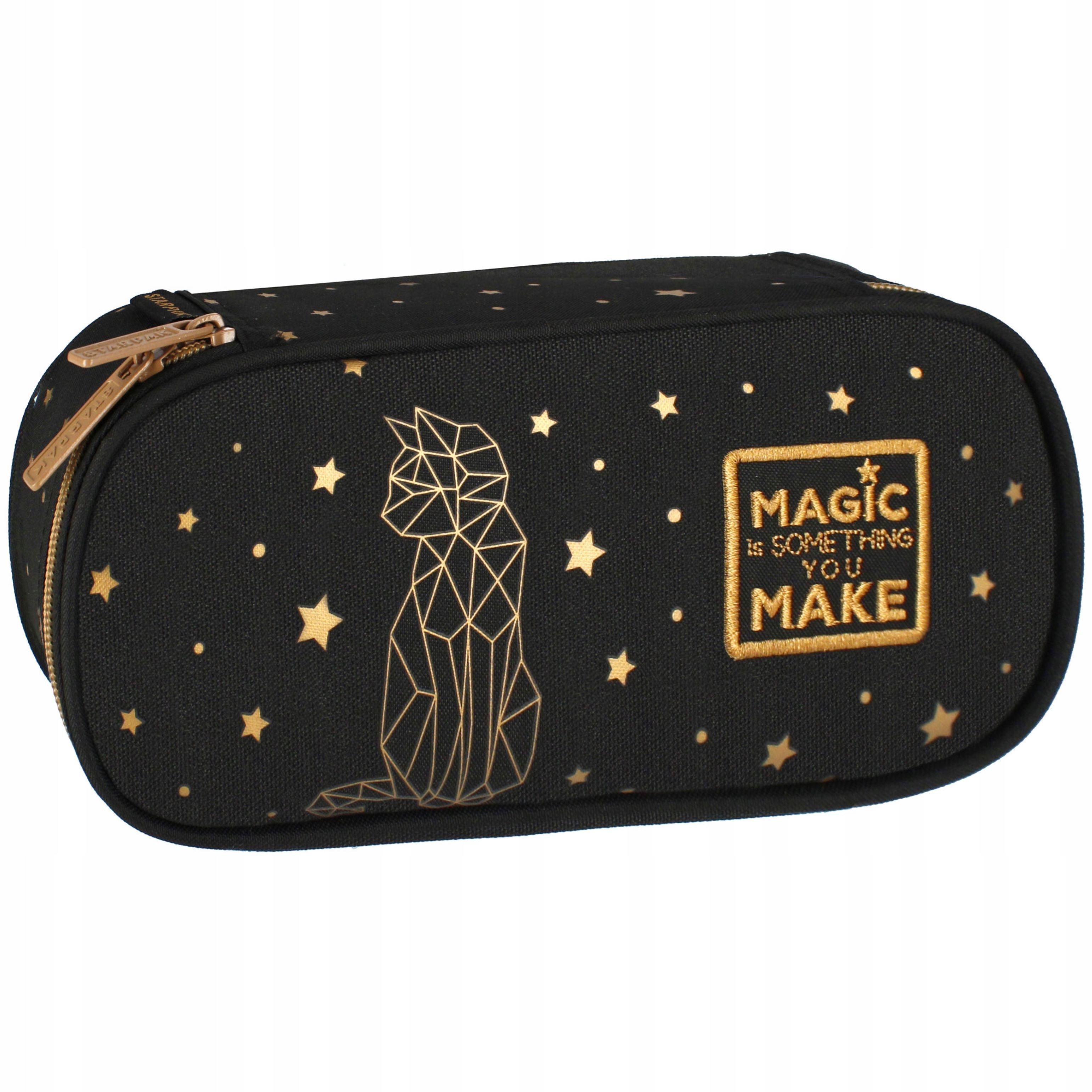 Starpak Federtasche Starpak Federmäppchen Tube, stabil, schwarz mit goldenen Katzen