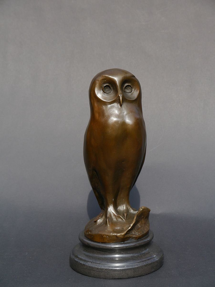 AFG Tierfigur Bronze Figur Vogel einer Eule stehenden Skulptur