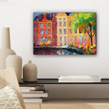 OneMillionCanvasses® Leinwandbild Ölgemälde - Amsterdam - Kunst - Farbenfroh, (1 St), Wandbild Leinwandbilder, Aufhängefertig, Wanddeko, 30x20 cm