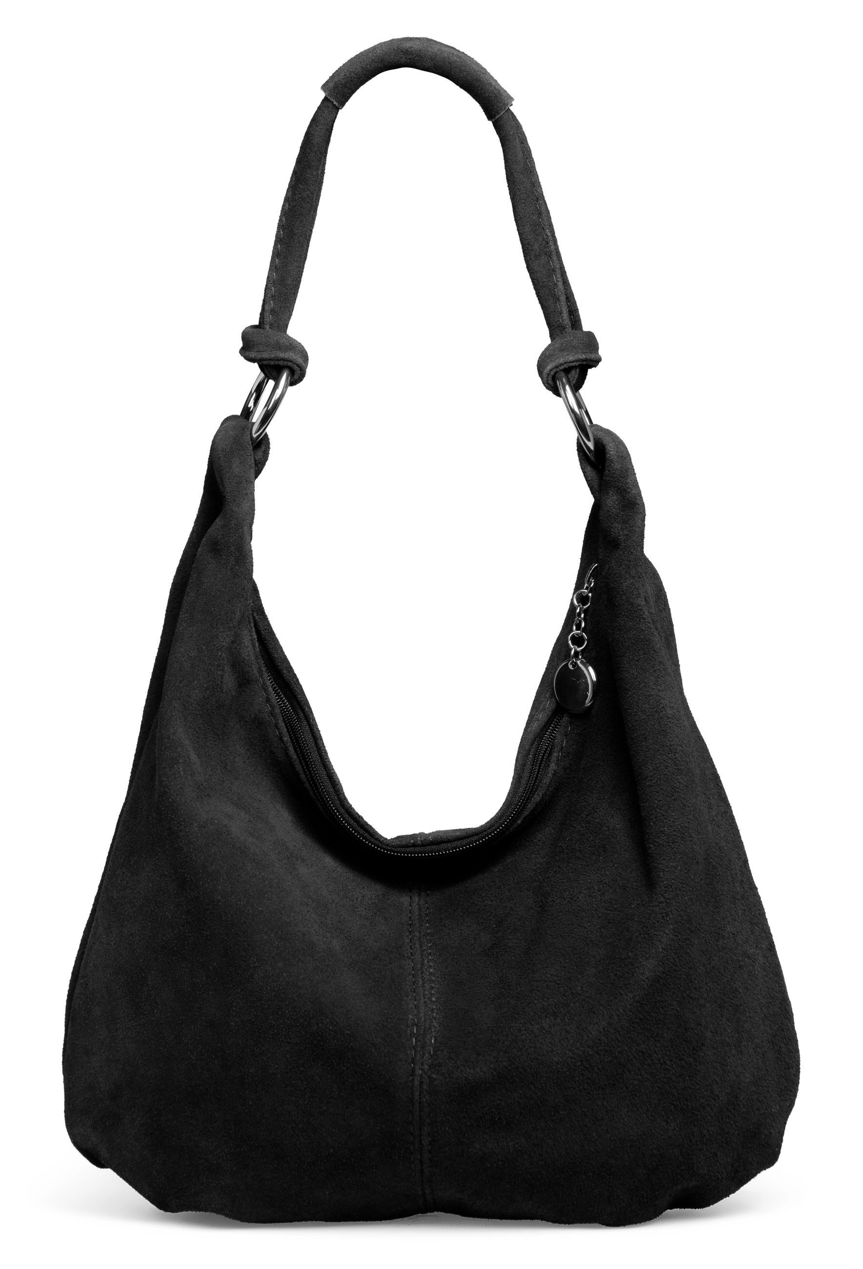 Caspar Schultertasche Wildleder Hobo Bag Damen Leder Shopper - PREMIUM LINE - Modell No.841, 100% italienisches Veloursleder, samtig weich, angenehmer Tragekomfort