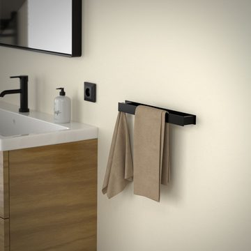 ML-DESIGN Handtuchhalter Badetuchhalter Handtuchstange Wandhalter selbstklebend für Handtücher, Schwarz Stahl 42cm ohne Bohren Wandmontage zum kleben für Bad & Küche