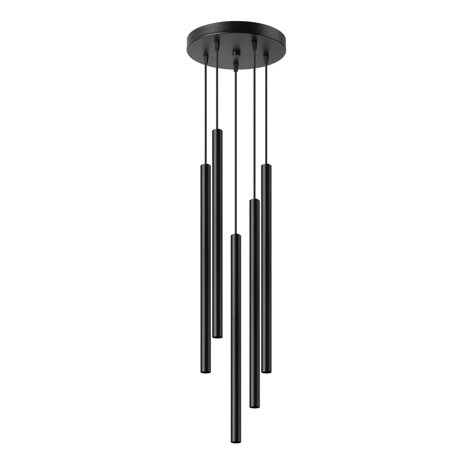 Licht-Erlebnisse Pendelleuchte PETERA, ohne Leuchtmittel, Metall H: max. 110 cm 25 cm breit Schwarz G9 Modern