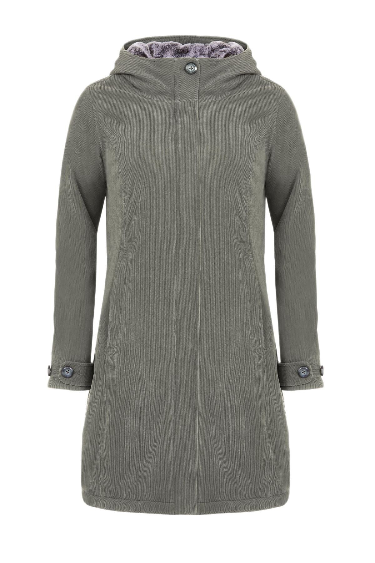 Elkline Wintermantel Glasgow Cord (winddicht, wasserdicht, warm) stonegrau Damen