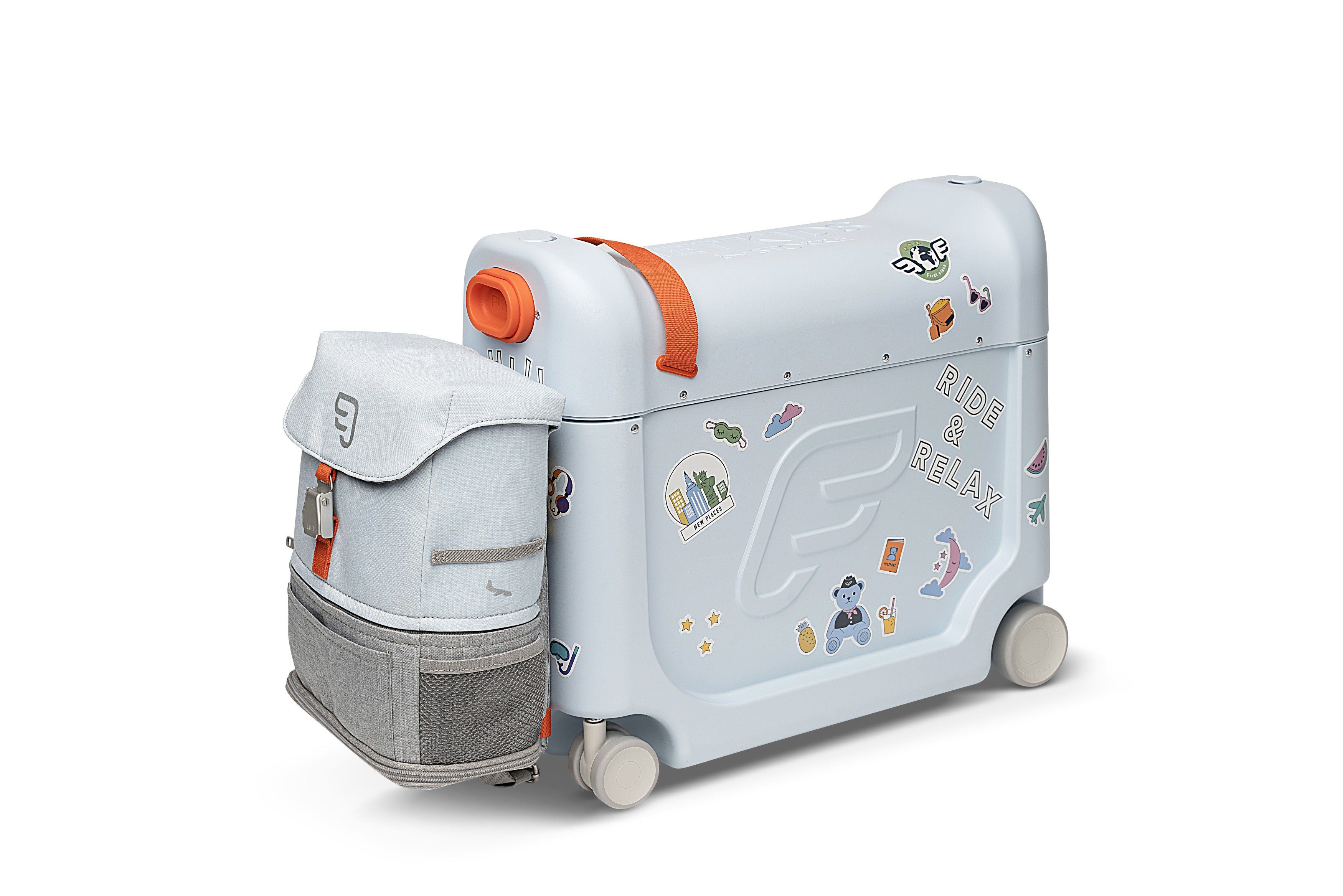 Stokke Kinderkoffer BedBox Koffer by JetKids™ - Ideal für kurze und lange Reisen Blue Sky (Koffer + Rucksack)