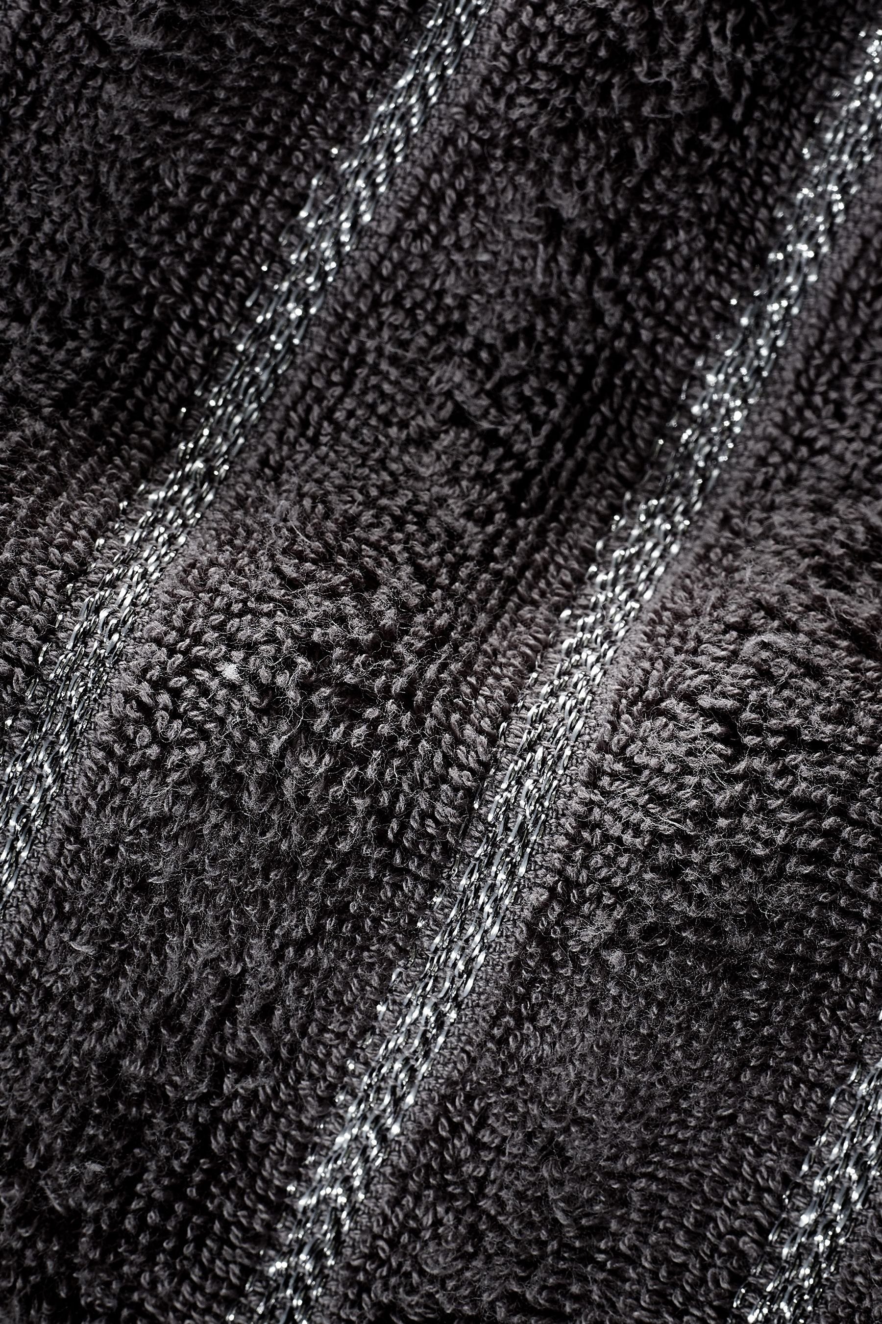 Charcoal mit (1-St) Next Geripptes Handtuch Grey Handtuch Glitzer,