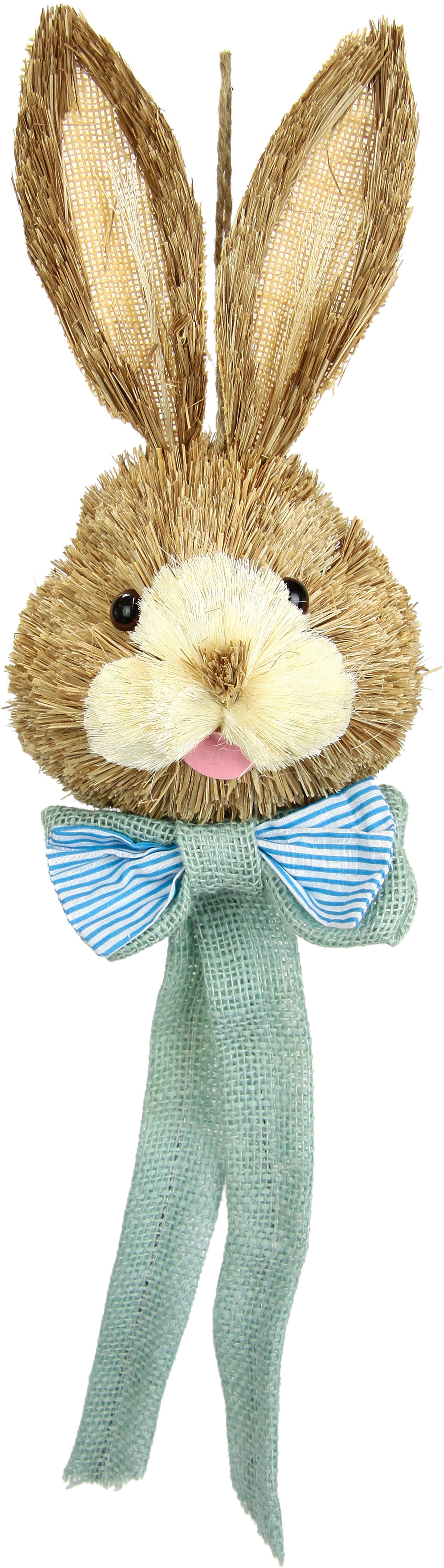 I.GE.A. Dekofigur Tierfigur Bast-Hasenkopf Hase Osterhasen Deko Ostern Osterdeko (1 St), Türdeko Wanddeko Osterfigur Frühlingsdeko Dekohase Skulptur Frühling