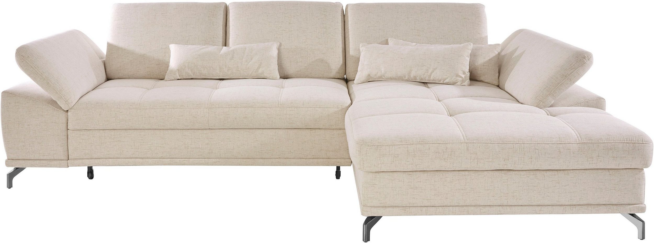 PLACES OF STYLE Ecksofa COSTELLO L-Form, mit Sitztiefenverstellung, Armteilverstellung und 3 Nierenkissen