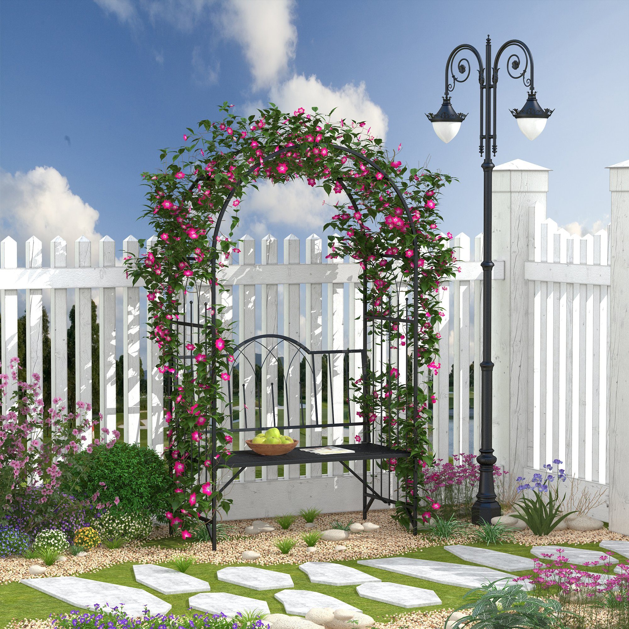 Outsunny Gartenbank Laubenbank Philosophenbank Rankgitter Rankhilfe günstig online kaufen