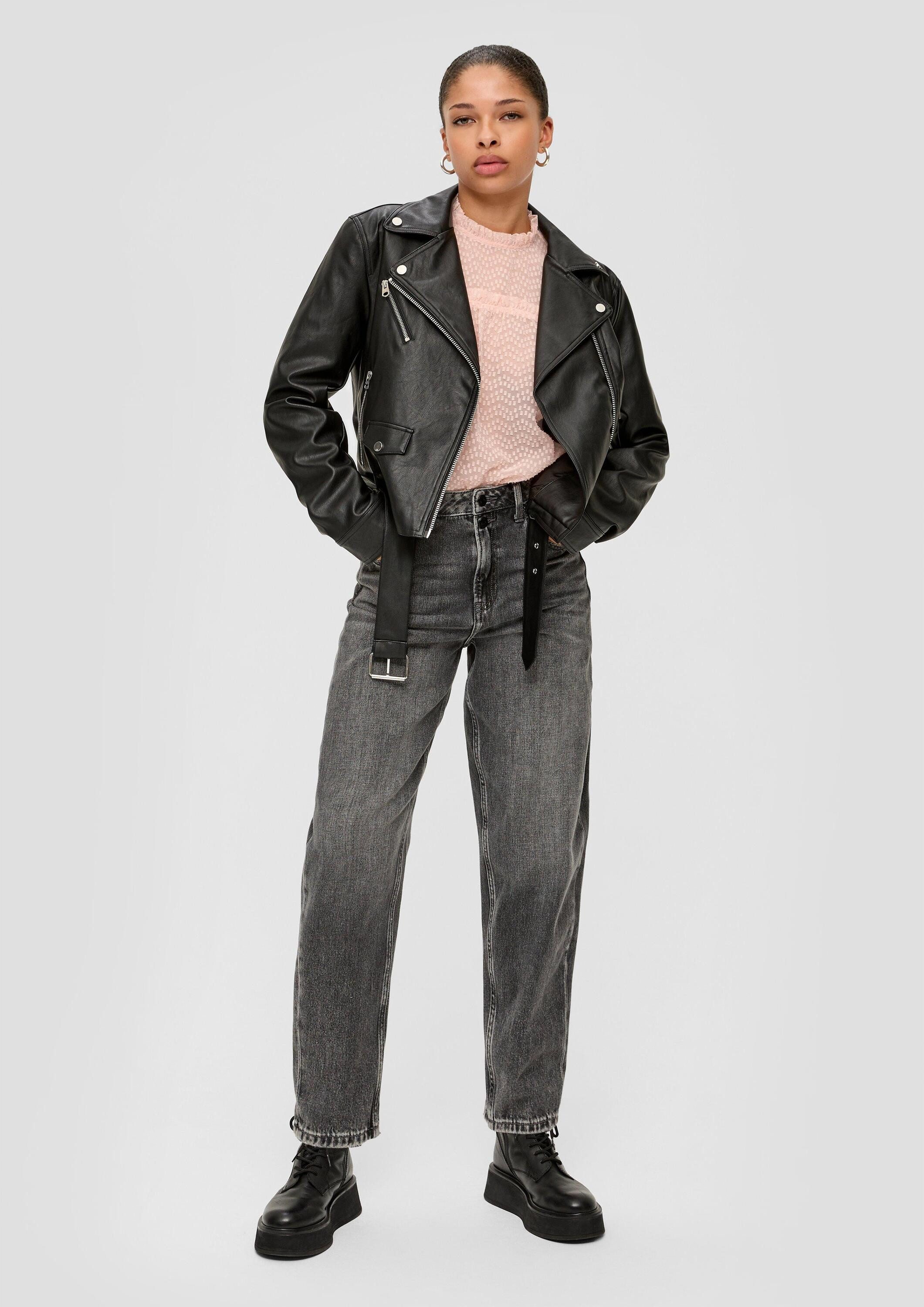 QS Langarmbluse Bluse Chiffon Bluse mit Dobby-Struktur