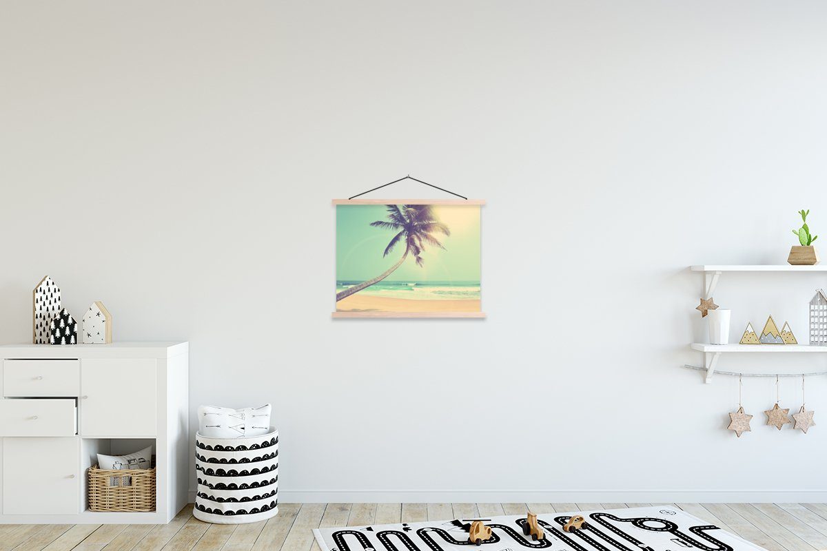 Retro Wohnzimmer, für Sonne - (1 - Palme Posterleiste, St), Bilderleiste, Textilposter Magnetisch MuchoWow Poster Sommer, -