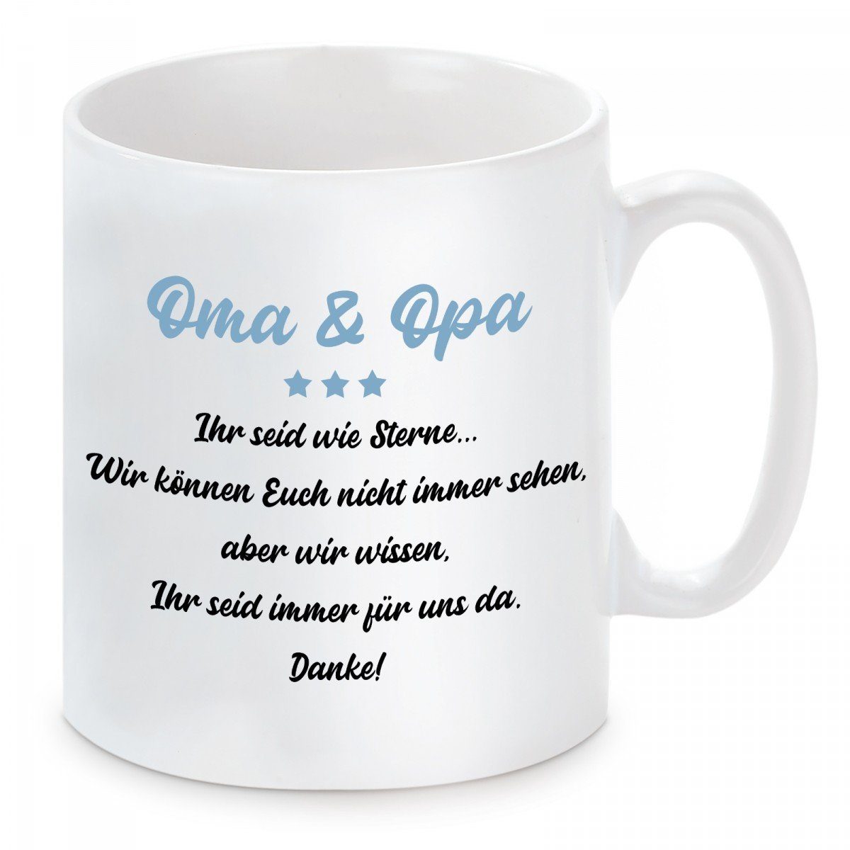 Kaffeetasse seid Motiv Opa Keramik, spülmaschinenfest Sterne, & und mikrowellengeeignet Tasse Oma Ihr mit Herzbotschaft wie Kaffeebecher