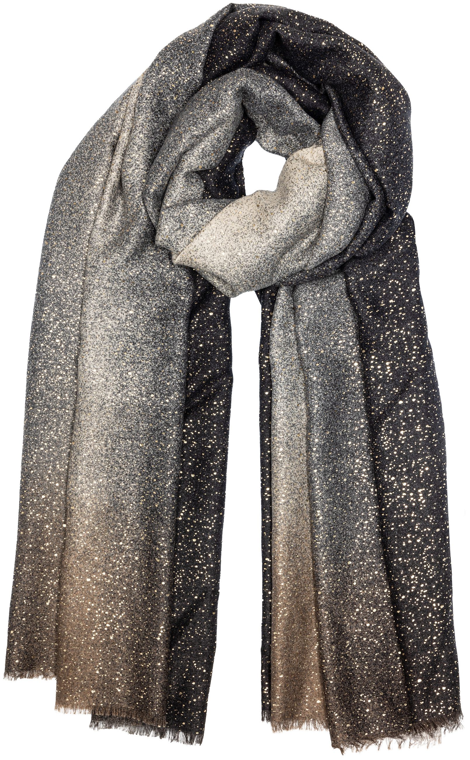 Caspar Modeschal SC519 Damen Schal mit Farbverlauf Print und goldenen Akzen günstig online kaufen