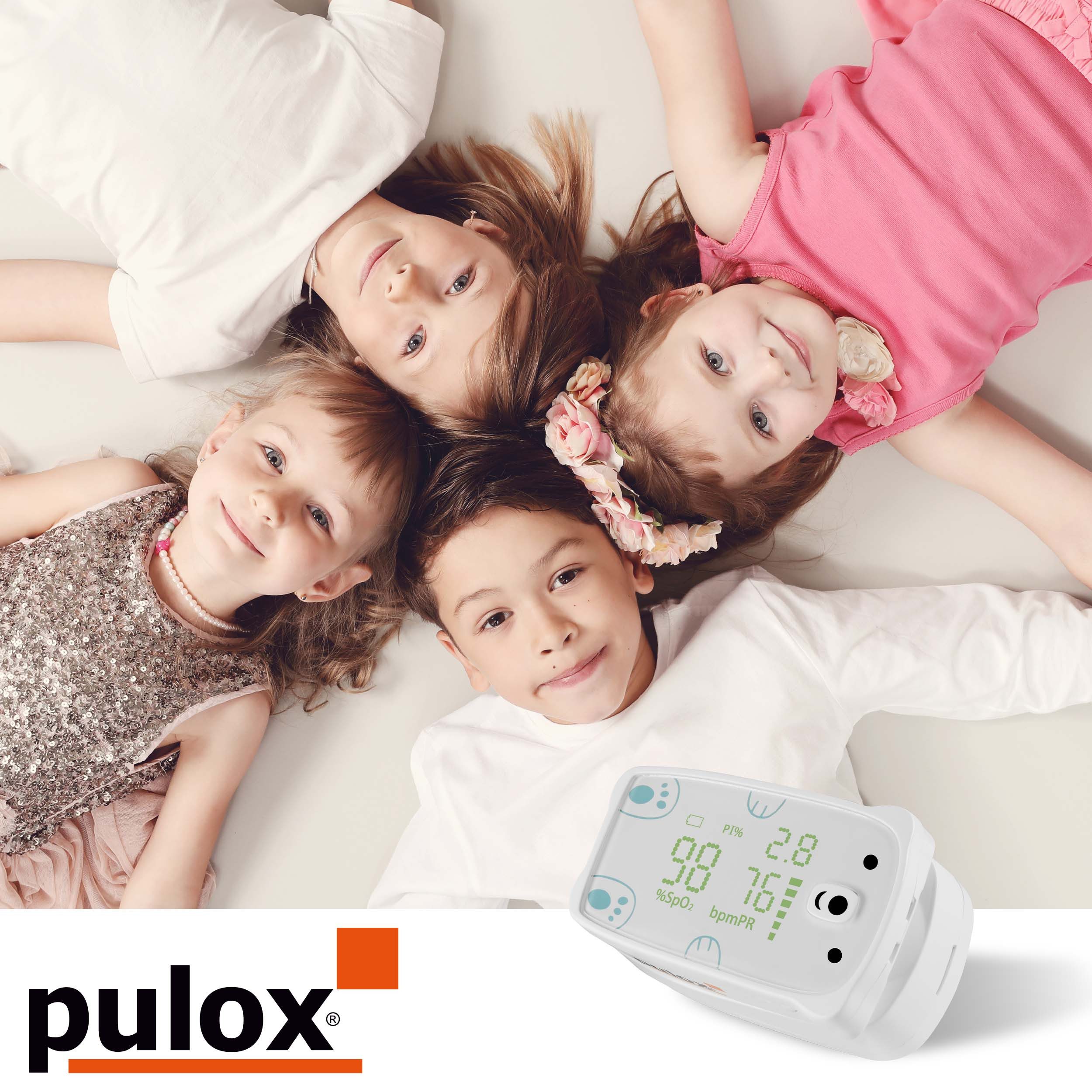 pulox Pulsoximeter PO-235 - Fingeroximeter für Kinder mit Alarm - Weiß