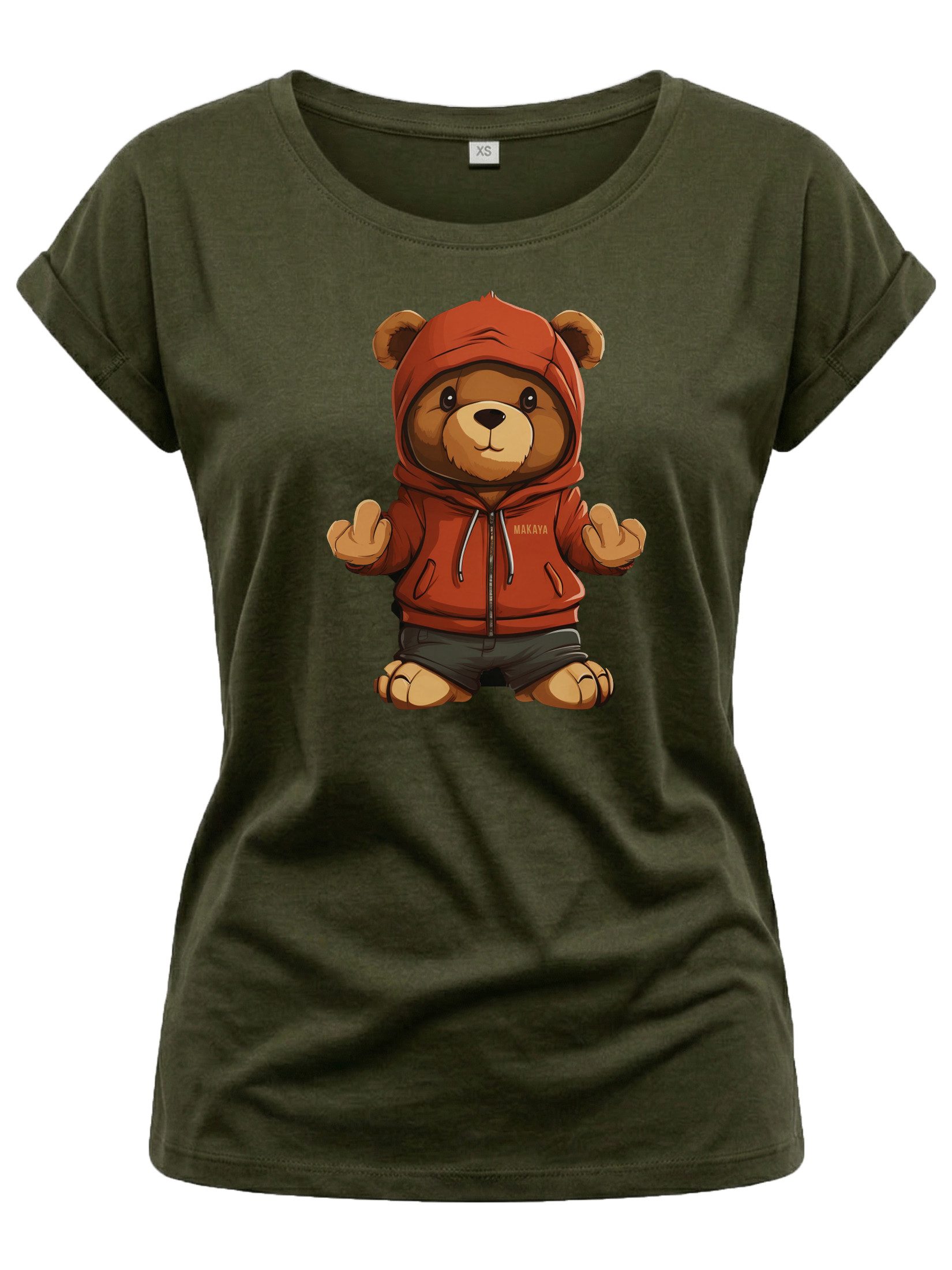Print-Shirt Damen Kurzarm Teddybär coole lustige freche sexy Sommer Tops
