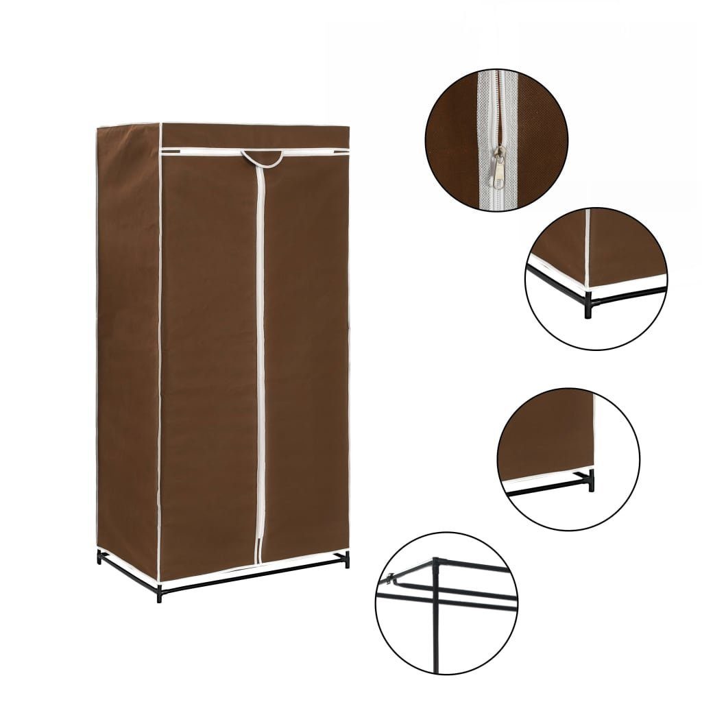 Kleiderschrank NA Kleiderschrank Stoffschrank Faltschrank Braun 75x50x160 cm
