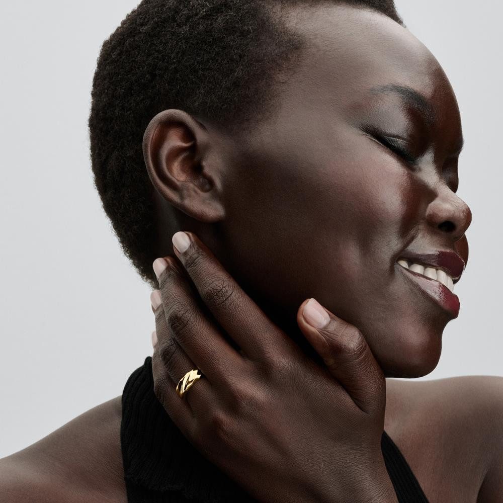 Pandora Fingerring Breiter Ring für Damen Wellen, IP Gold von PANDORA Essen günstig online kaufen