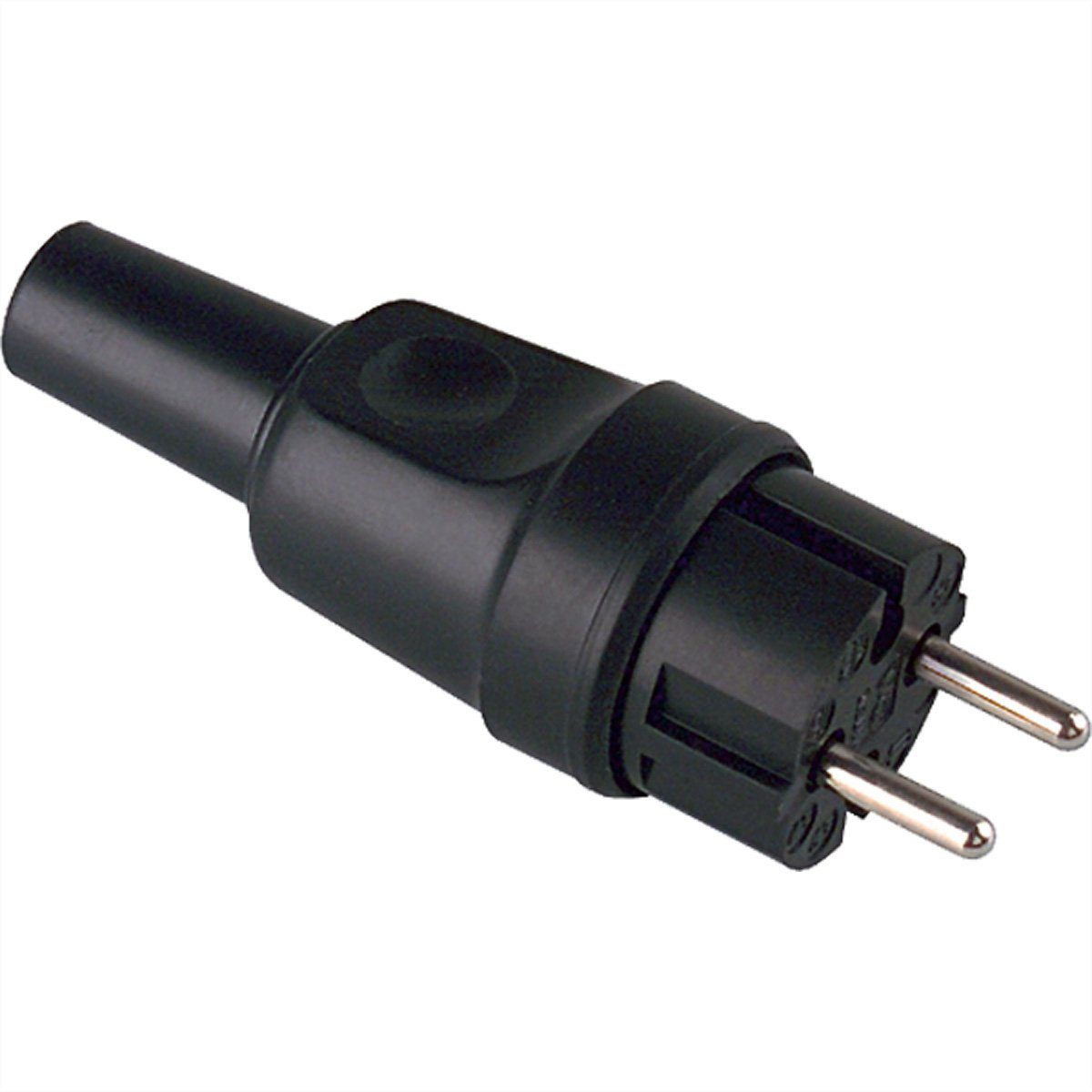 Bachmann Vollgummi-Konturenstecker Stromadapter, 0 cm, schwarz, ohne Schutzkontakt, 919.179