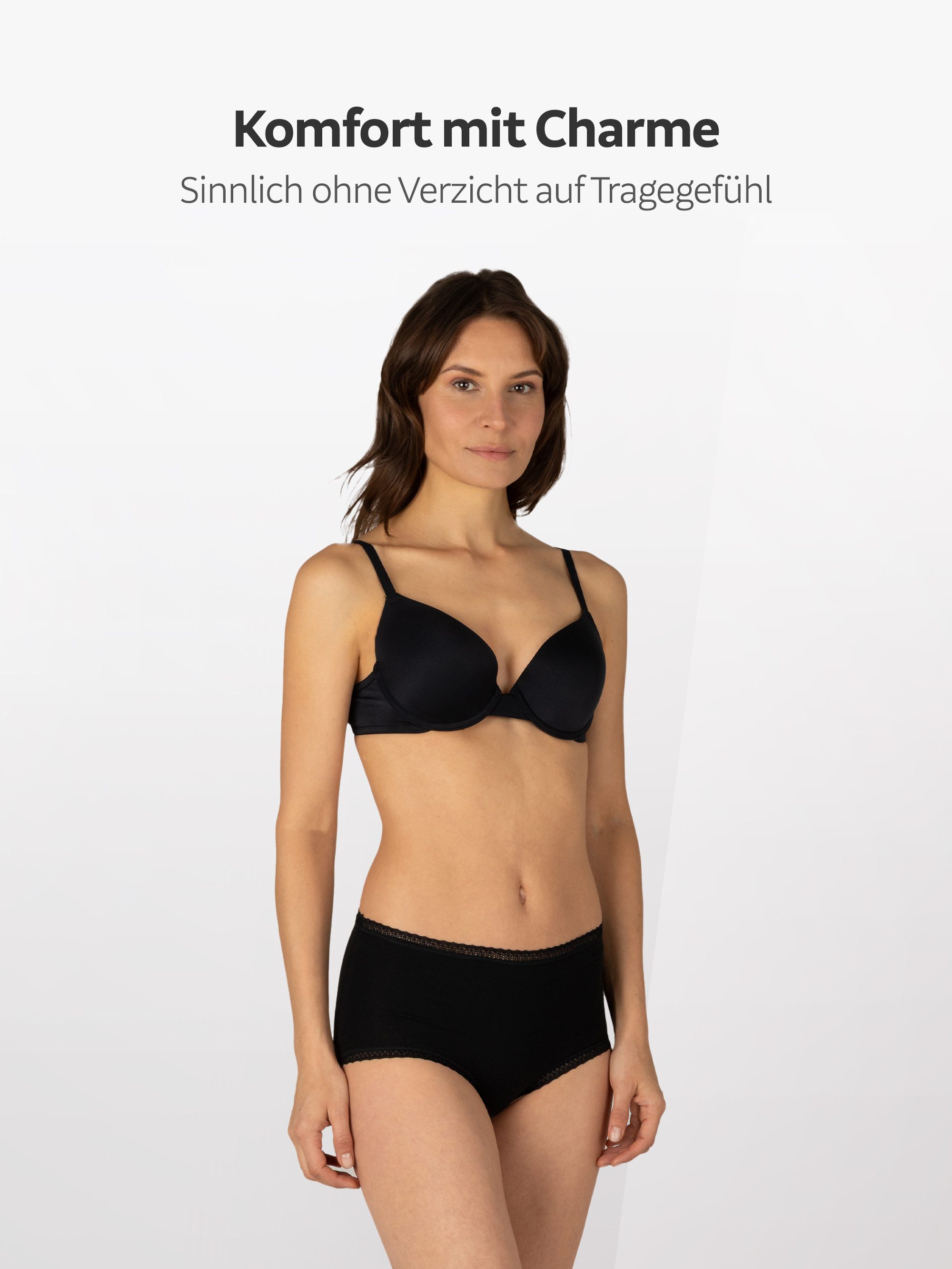 Elsie Taillenslip mit Spitze Unterhosen Damen Hüftslip aus Baumwolle mit Stretch (Packung, 5-St., 5er-Pack) unsichtbar unter deiner Kleidung - Hohe Taille Slip Damen