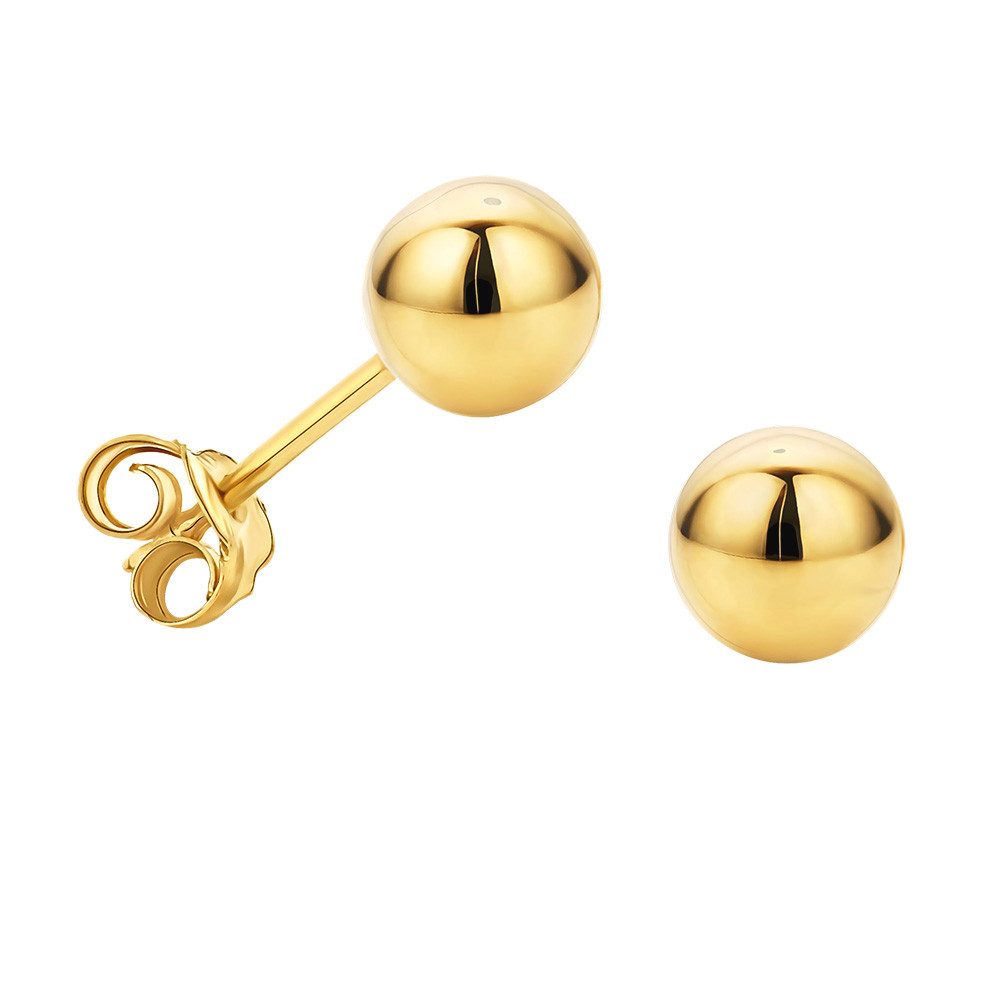 Miore Paar Ohrstecker MA990E - aus Gelbgold, 9 Karat 375 Gold - Damenohrringe, Kugelohrstecker mit 5mm Durchmesser