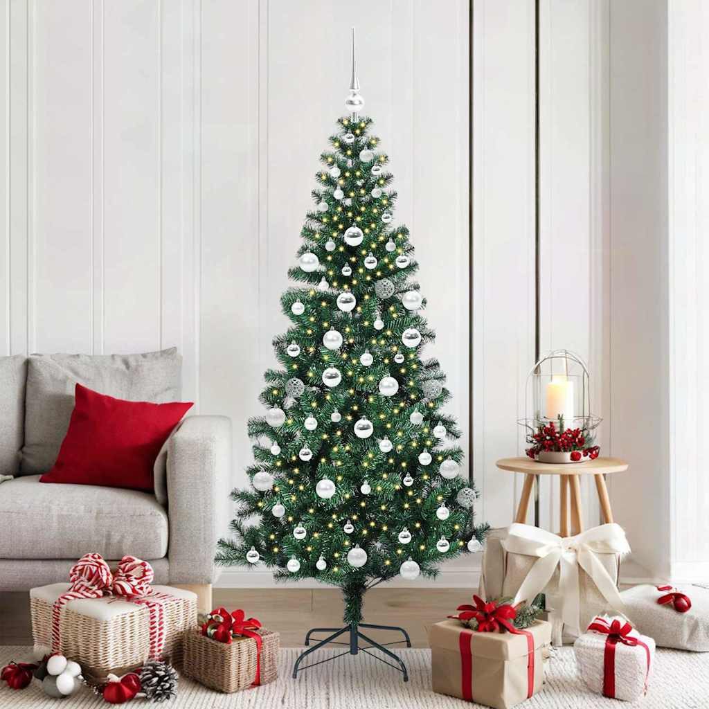 vidaXL Künstlicher Weihnachtsbaum vidaXL Künstlicher vorbeleuchteter Weihnachtsbaum Grün 180 cm