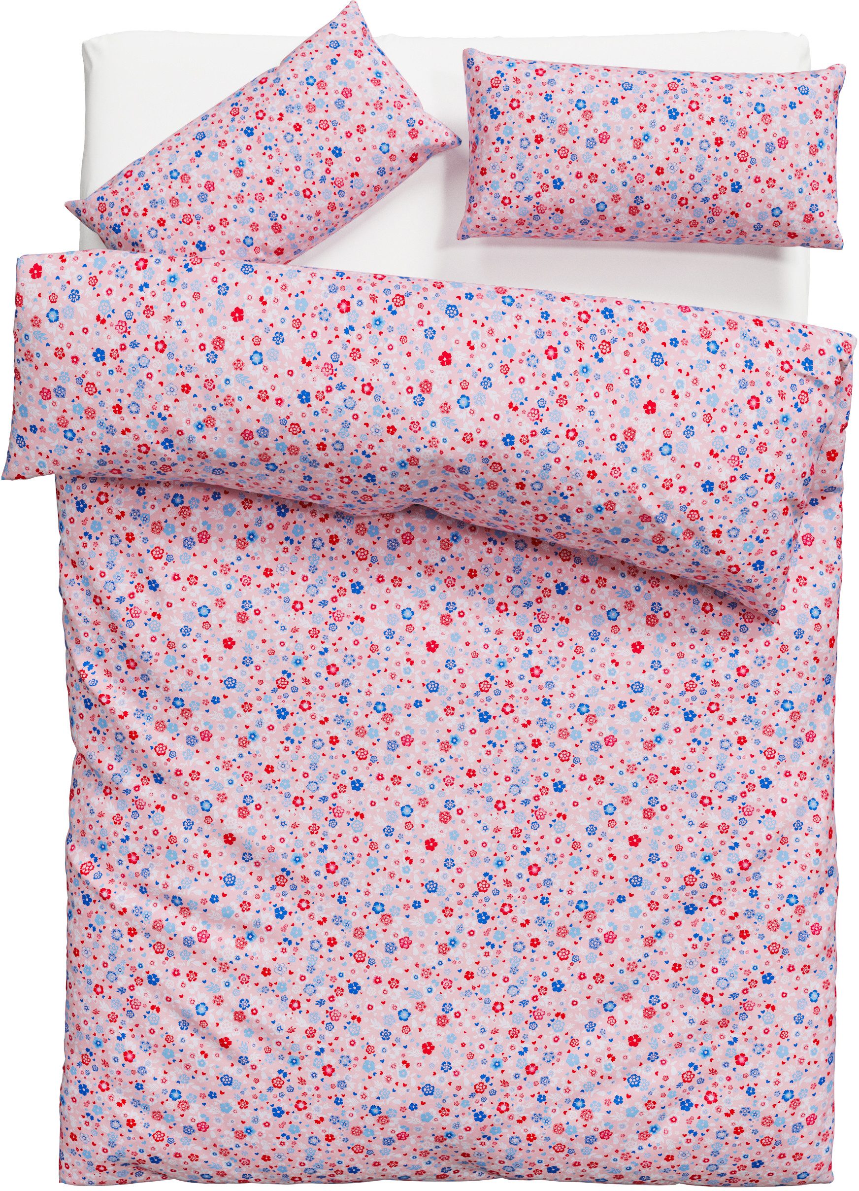OTTO home Bettwäsche Mariby, Renforcé, 2 teilig, mit feinem Blümchen Design, skandinavisch, romantische Bettwäsche