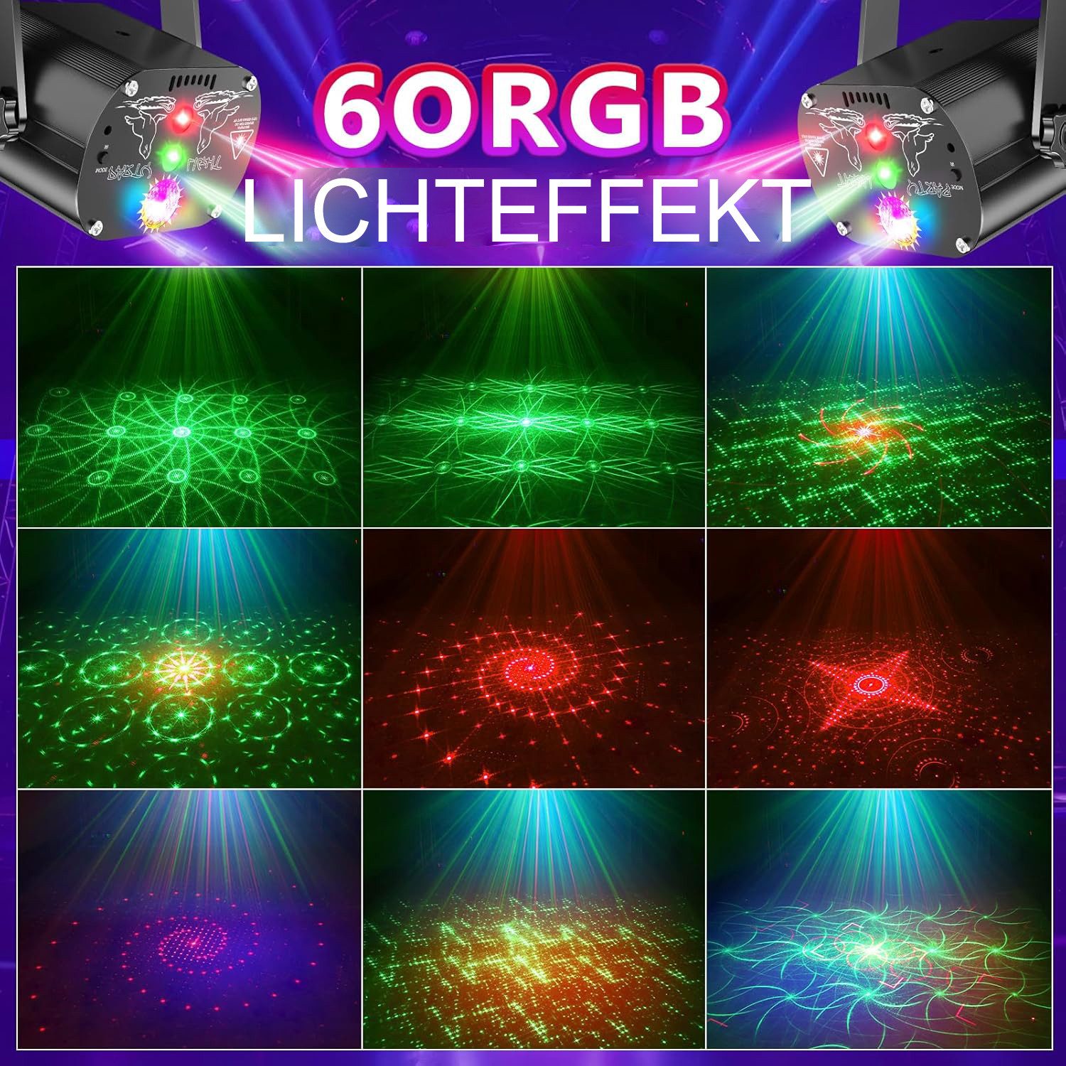 AeroAxis Discolicht 4500 mAh,Discokugel Party Lichter für Geburtstag Dekorationen Klub Bar, Timer-Funktion Empfindliche Musiksteuerung, LED fest integriert, RGB, 60 Lichteffekte & 7 Modi, Funkfernbedienungen, Bühnenlicht