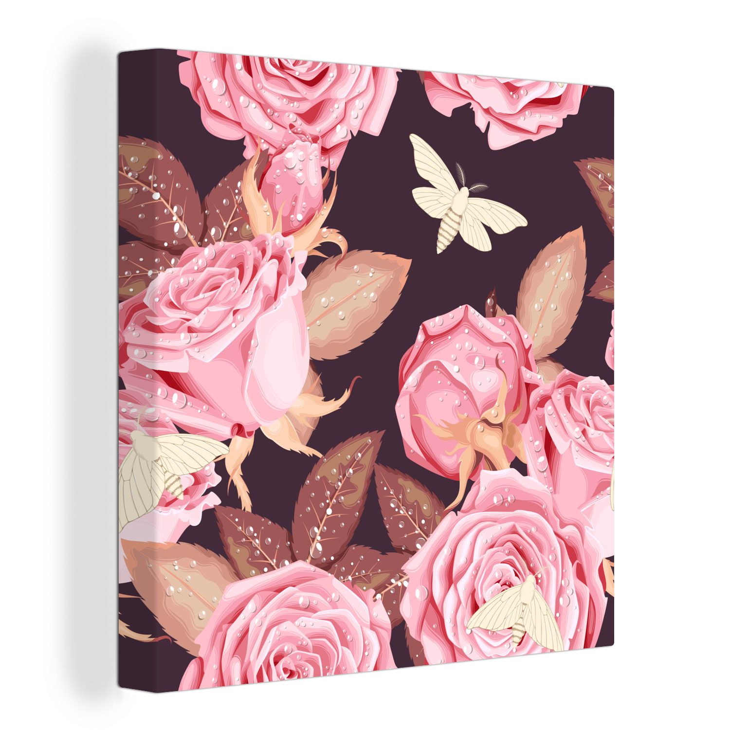 OneMillionCanvasses® Leinwandbild Rosen - Blumen - Rosa, (1 St), Leinwand Bilder für Wohnzimmer Schlafzimmer