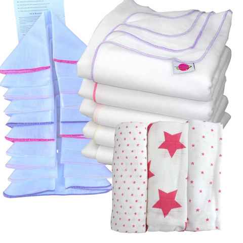 Babymajawelt Stoffwindeln Baby Erstausstattung Set - Moltontücher Mullwindeln Waschlappen - Spucktücher Spar Set - Starter Set ver. Varianten (18 Teile: Moltontücher 80x80 - 5 Stück, Waschlappen 25x25 - 10 Stück, Mullwindeln/Spucktücher 70x80 - 3 Stück), Babyerstausstattung Neugeborene Pflege Set, Wickelunterlage, Waschlappen, Spucktücher - Vorteil - Made In EU- Baumwolle- Stoffwindeln- Mullwindeln uvm