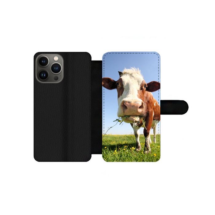 MuchoWow Handyhülle Kuh - Tiere - Blumen - Gras Handyhülle Telefonhülle Apple iPhone 13 Pro Max