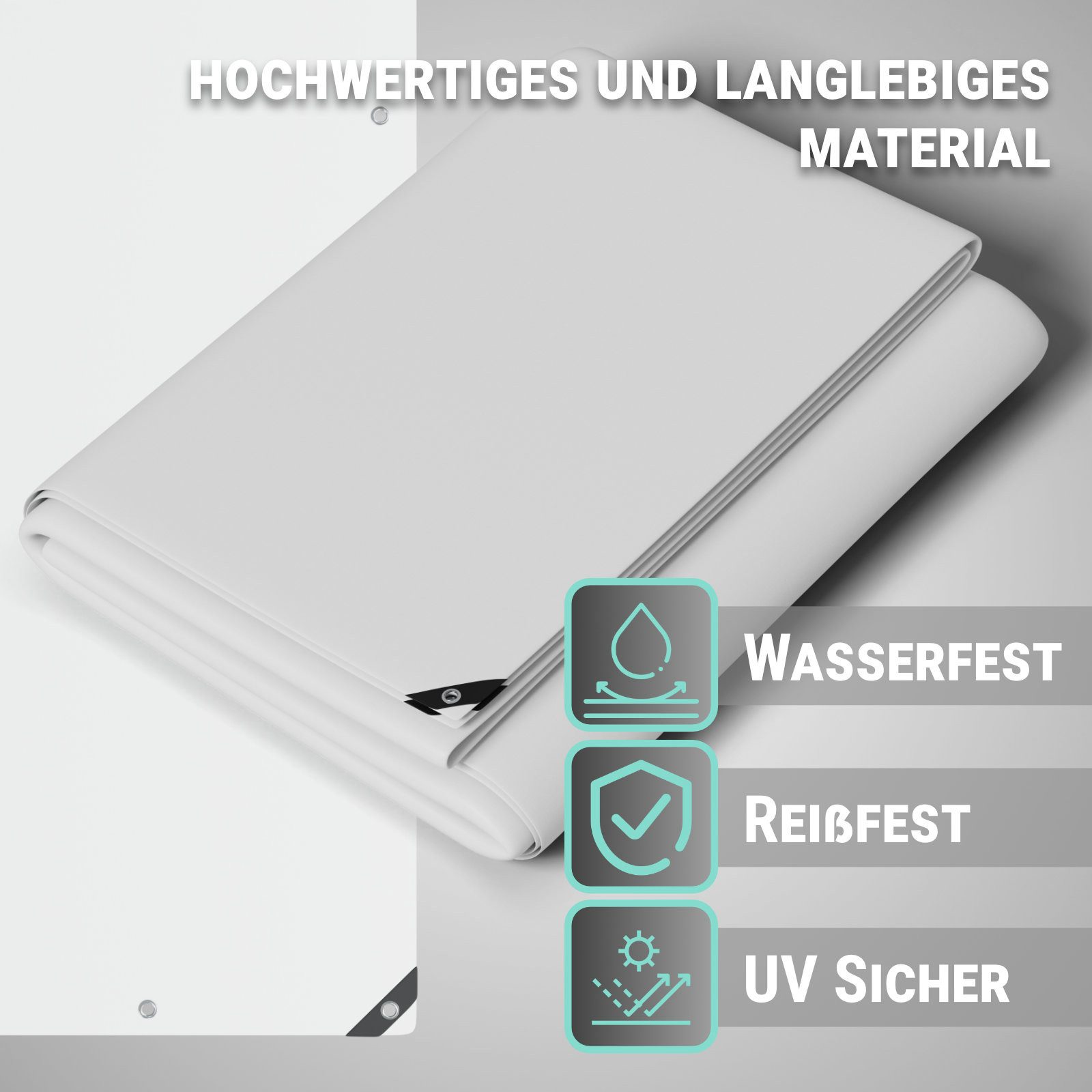 Thumbnail - HAGO Schutzplane Allzweck-Abdeckplane in Grau, Blau, Weiß, Grün - UV-resistent, wasserf