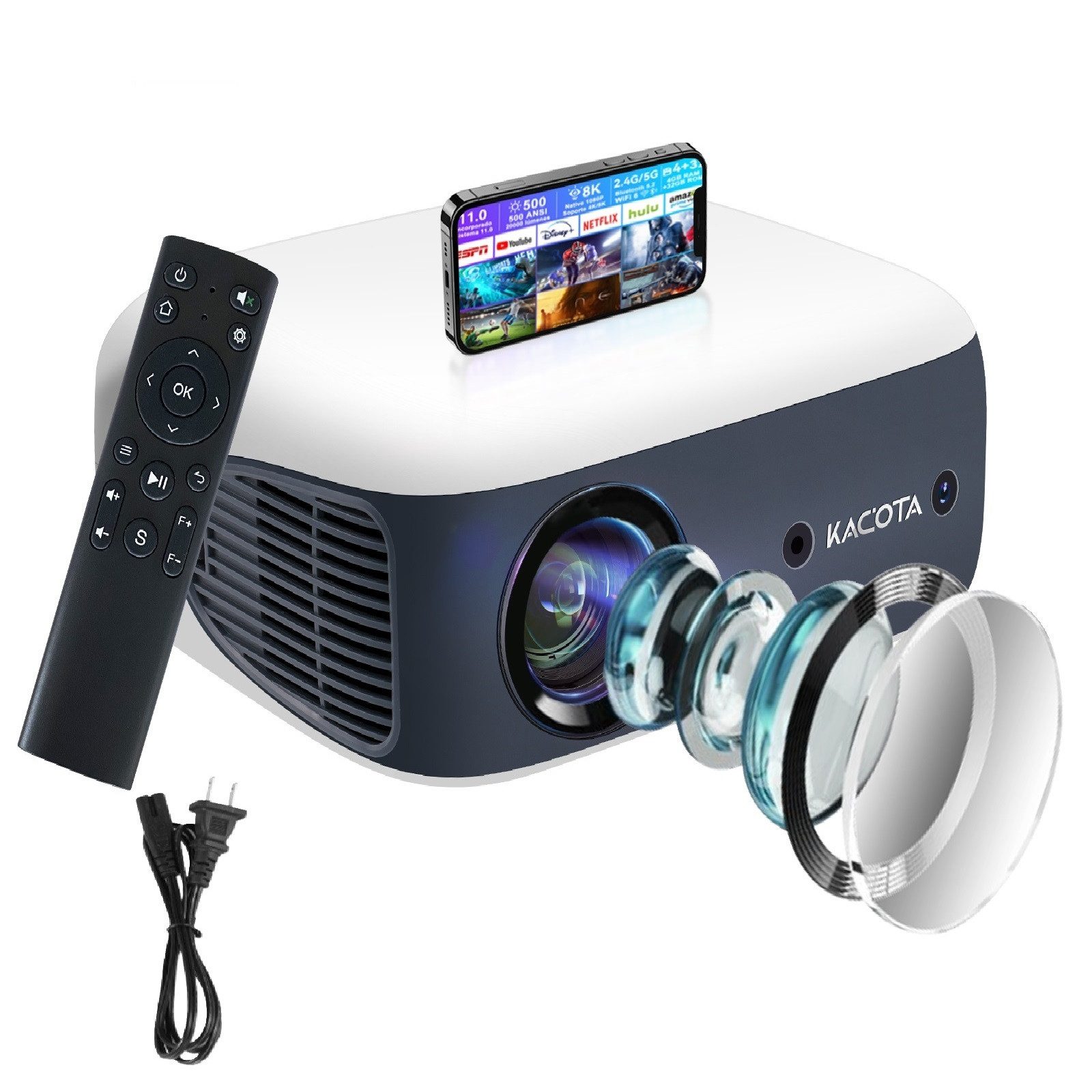 Novzep Tragbarer 1080P Projektor mit Auto-Keystone,Full HD Heimkino Erlebnis Portabler Projektor (1080p (1920x1080), unterstützt bis zu 4K und 8K Dekodierung px)