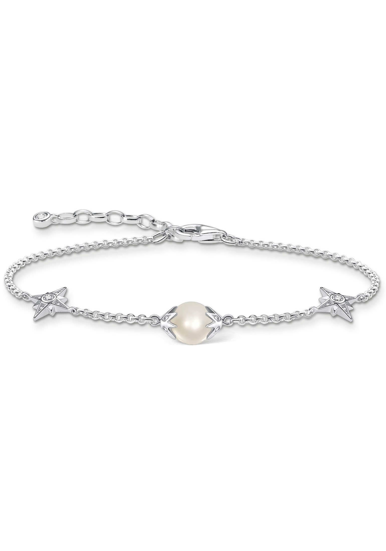 THOMAS SABO Perlenarmband Perle mit Sternen silber, A1978-167-14-L19V, mit Zirkonia (synth) - mit Süßwasserzuchtperle