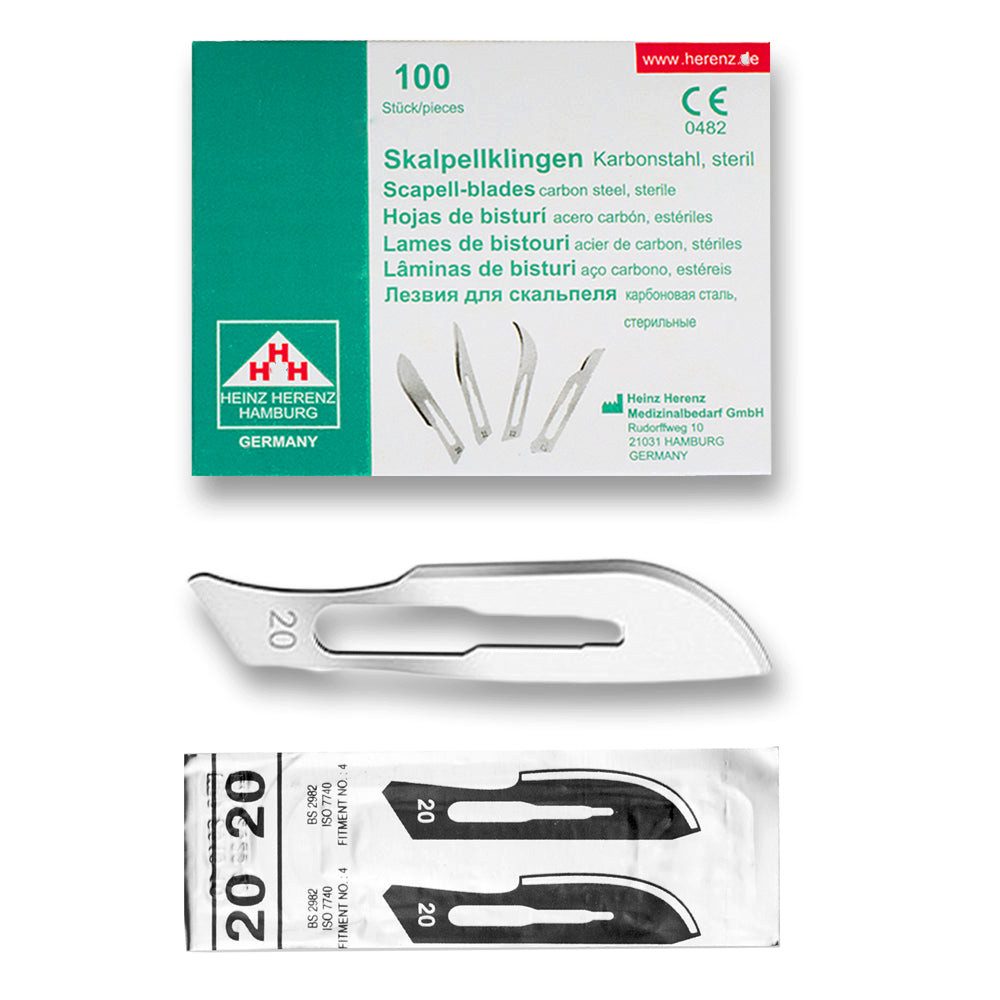 May Bastelmesserklinge Skalpellklingen Figur 20 (100 Stück) für Halter Nr. 4 – Sterile