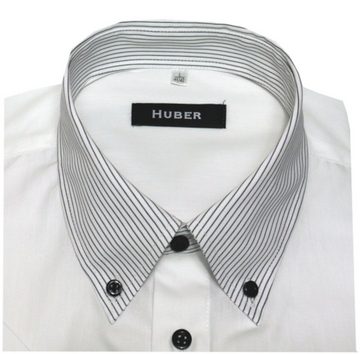 Huber Hemden Kurzarmhemd HU-0197 Button-down, Kontrast, Kurzarm, Regular-gerader Schnitt, Made in EU